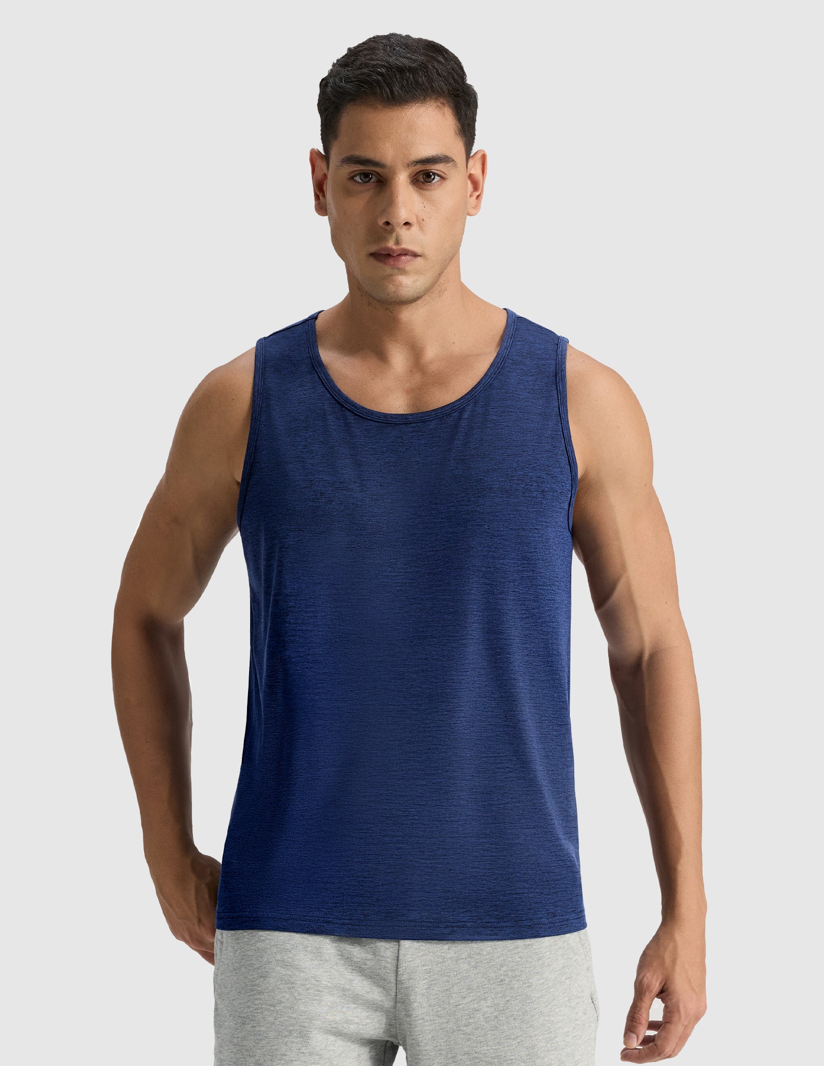 MIER Men’s Buttery Soft High-Mobility Tank Ultra-Soft Gym Shirt Men's Tank Top Heather Navy / S