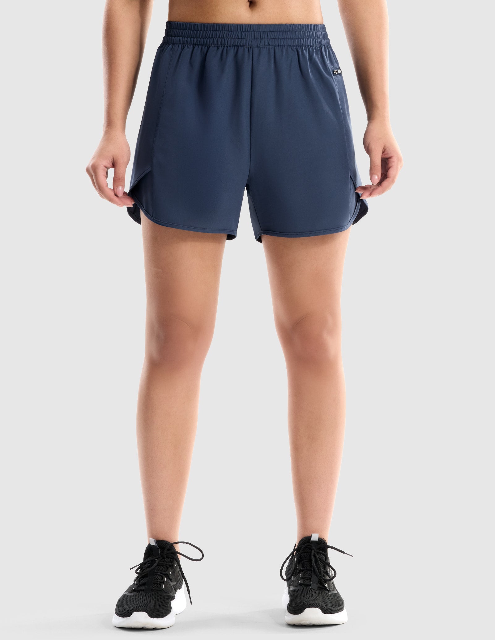 MIER Women’s Running Shorts with Phone Pocket 4” Quick Dry Women Shorts Navy / XS
