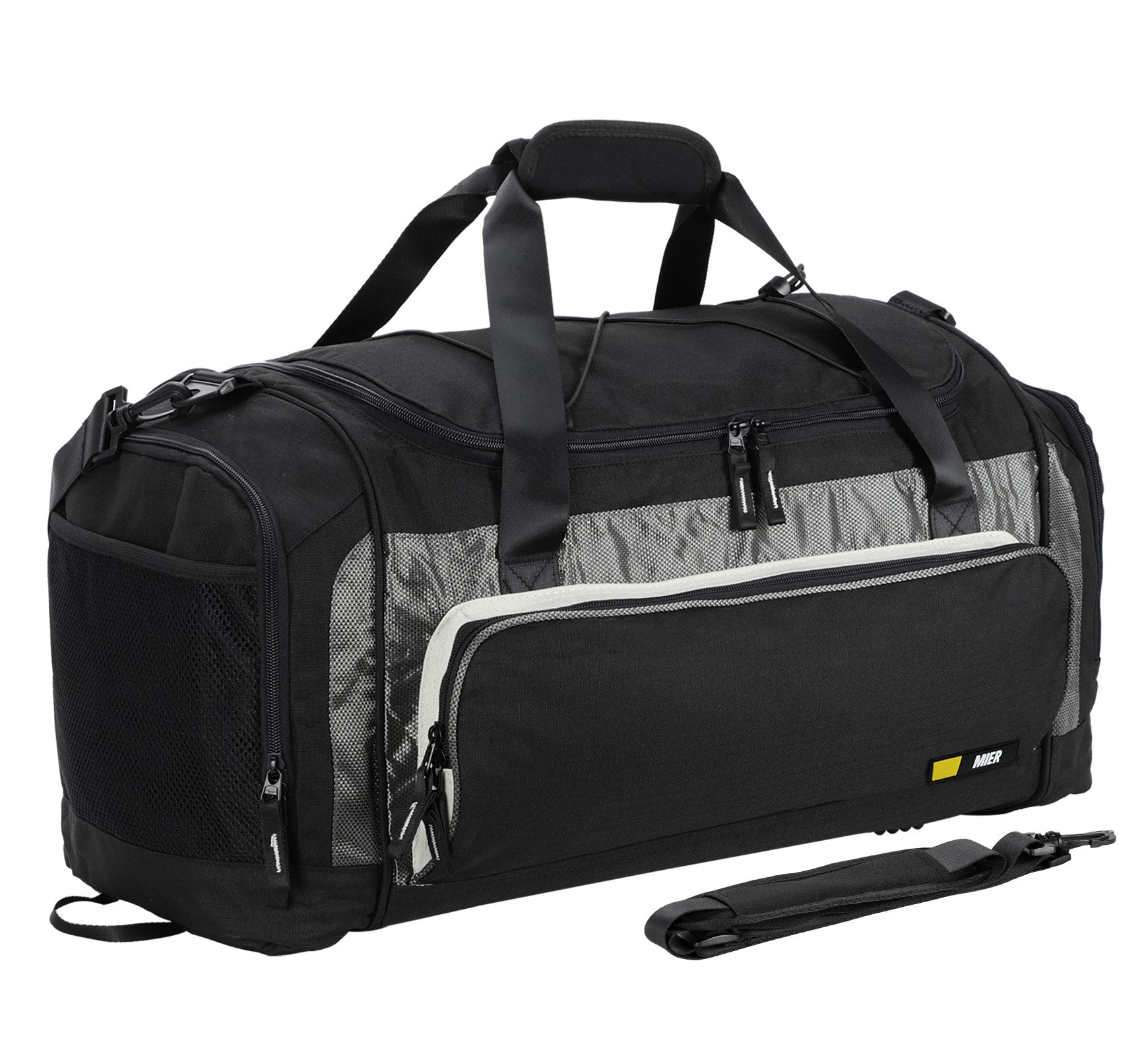 MIER Large Duffel Bag Gym Bag with Shoe Compartment Gym Duffel Bag Black
