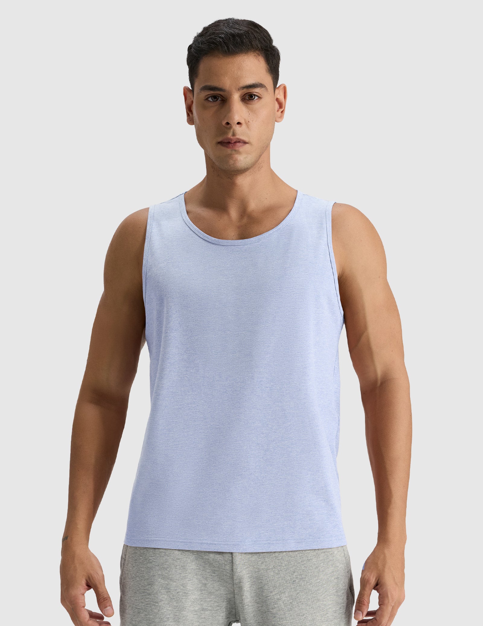 MIER Men’s Buttery Soft High-Mobility Tank Ultra-Soft Gym Shirt Men's Tank Top Clouded Bluebell / S