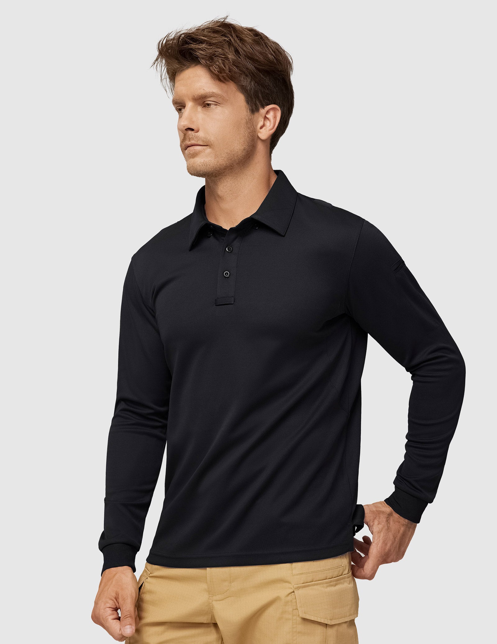 MIER Men’s Outdoor Tactical Long Sleeve Polo Shirts Men Polo