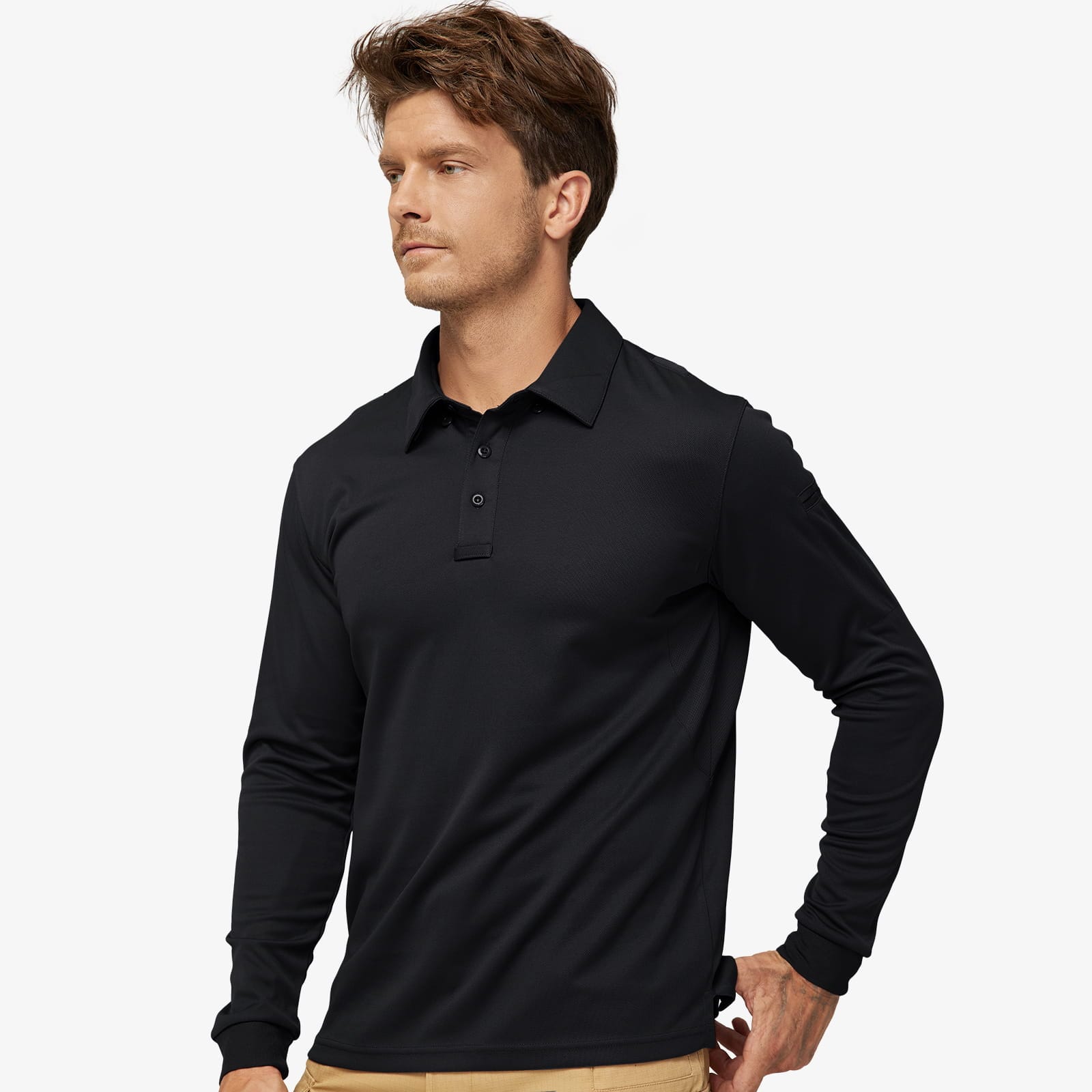 MIER Men’s Outdoor Tactical Long Sleeve Polo Shirts Men Polo