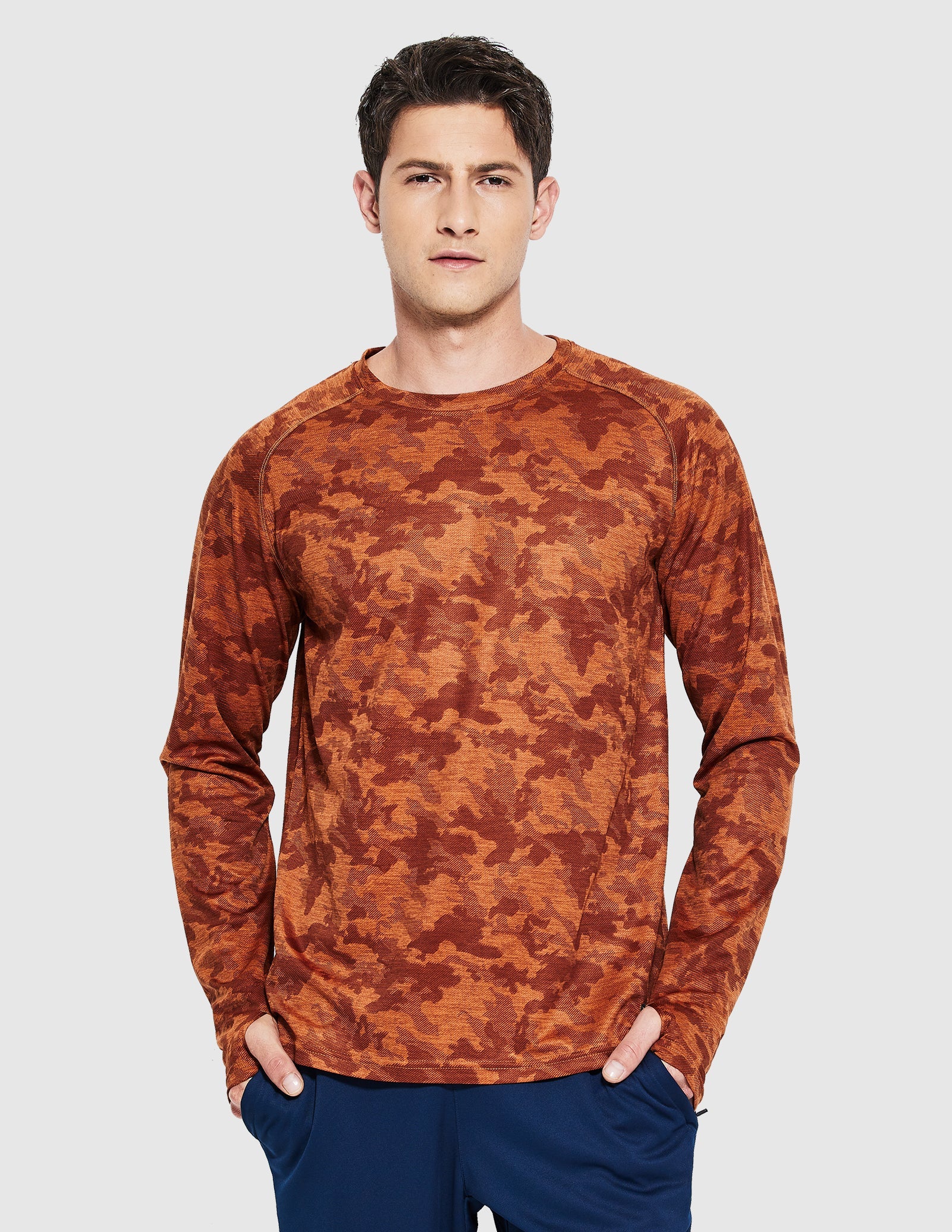 MIER Men’s Dry Fit Long Sleeve Athletic Running Shirts Men's T-Shirts Brown Camo / S