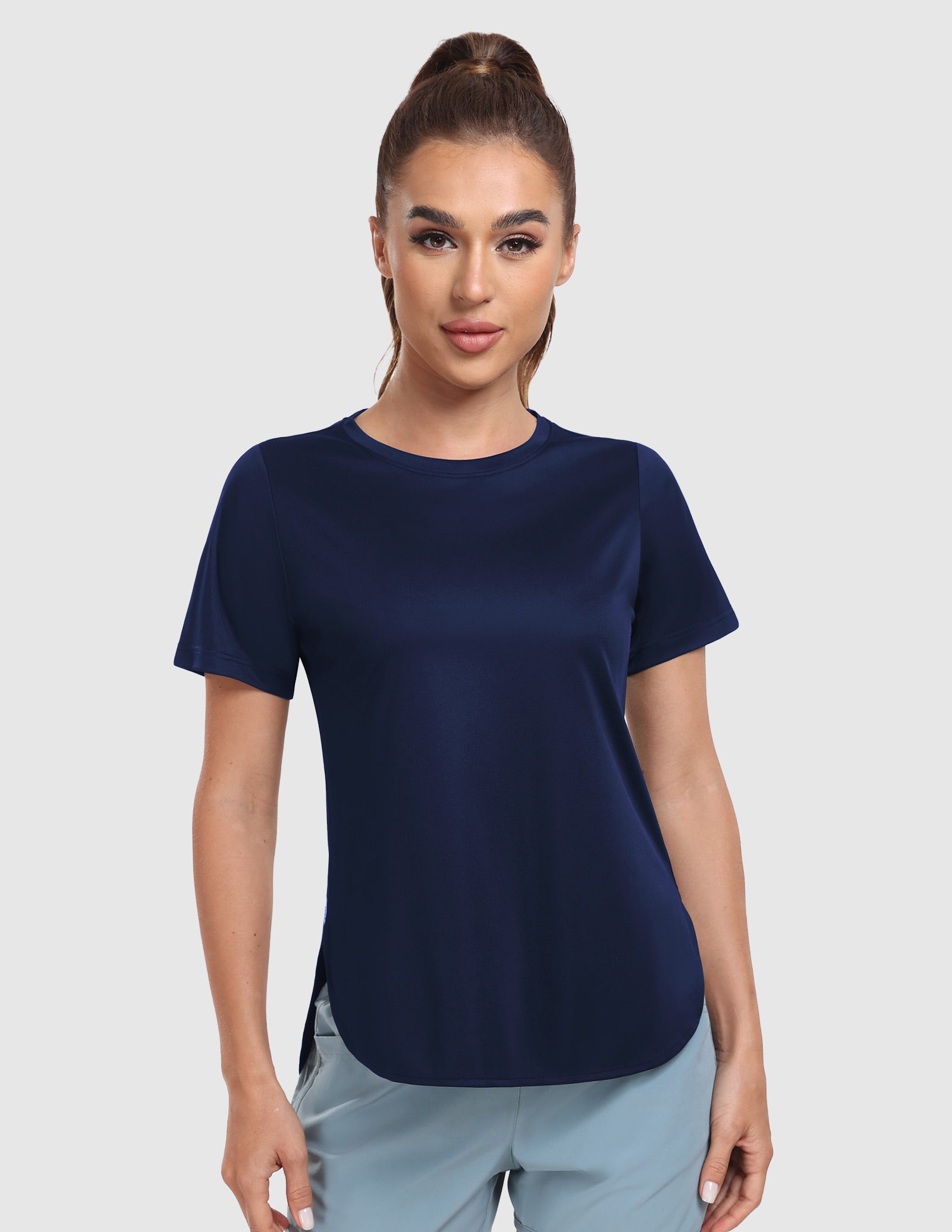 MIER Women's Lightweight Crew Neck Workout Shirt – UPF 50+ Sun Protection Women Active Shirt Navy / XS