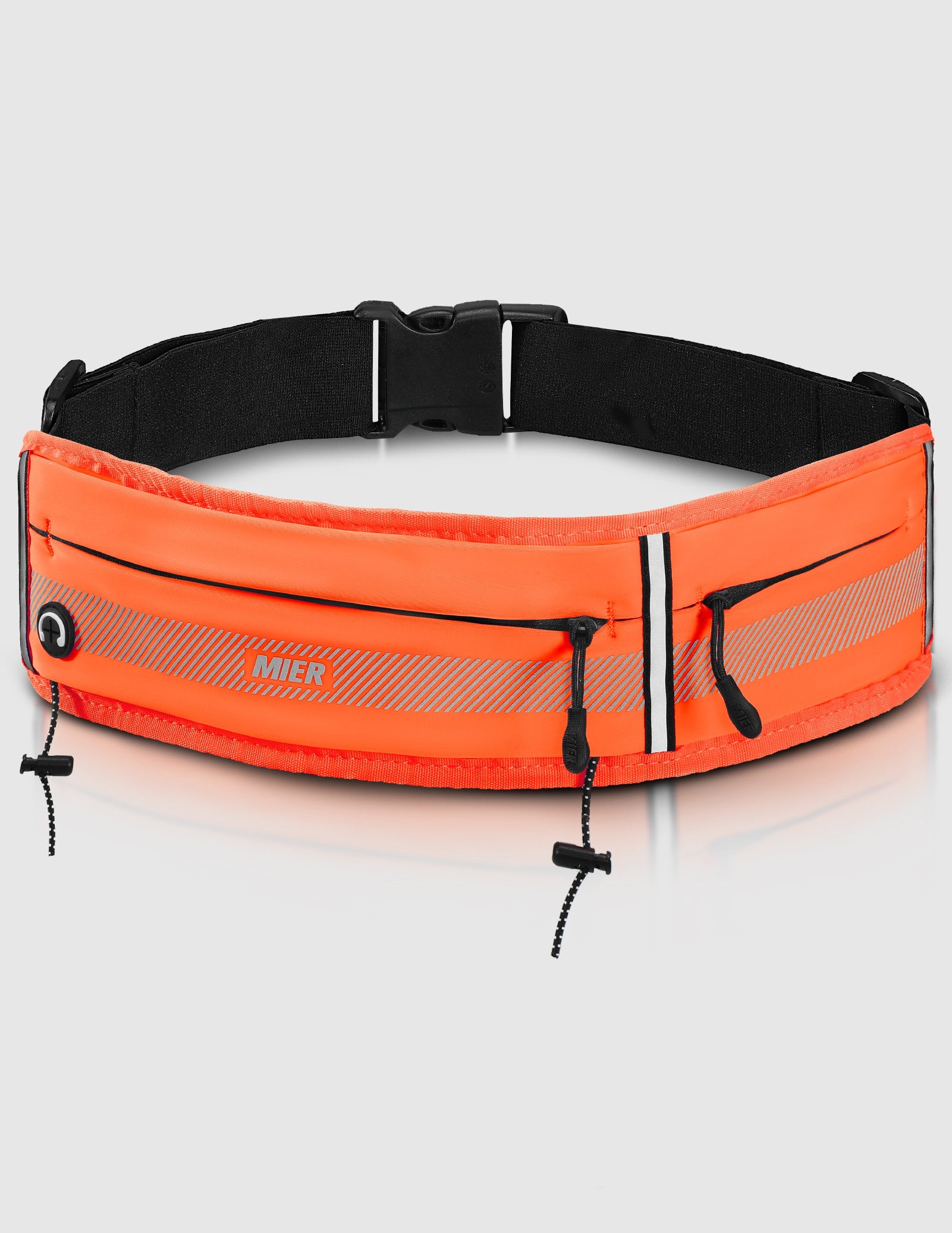 MIER Running Belt Slim Waist Pack with Bib Clips Phone Holder Running Belt Orange