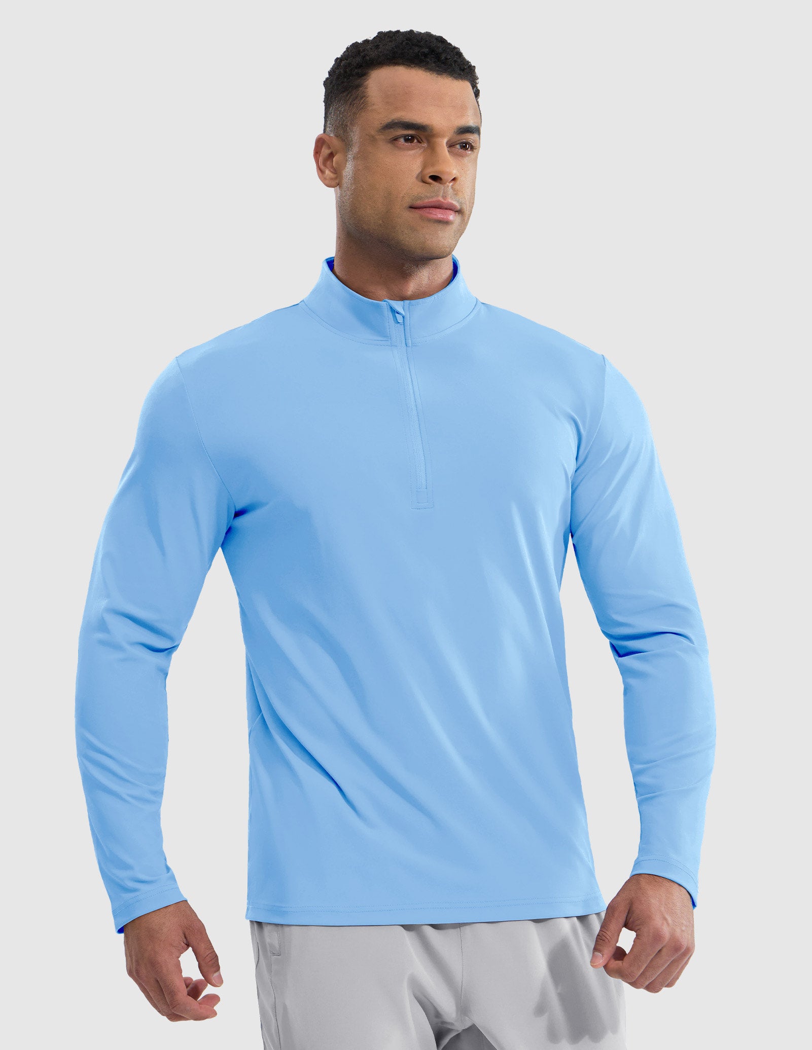  MIER Men's Quarter Zip Athletic Shirt - Moisture-Wicking, UPF 50+, 4-Way Stretch for Running & Outdoor Activities Men's Shirt Sky Blue / S