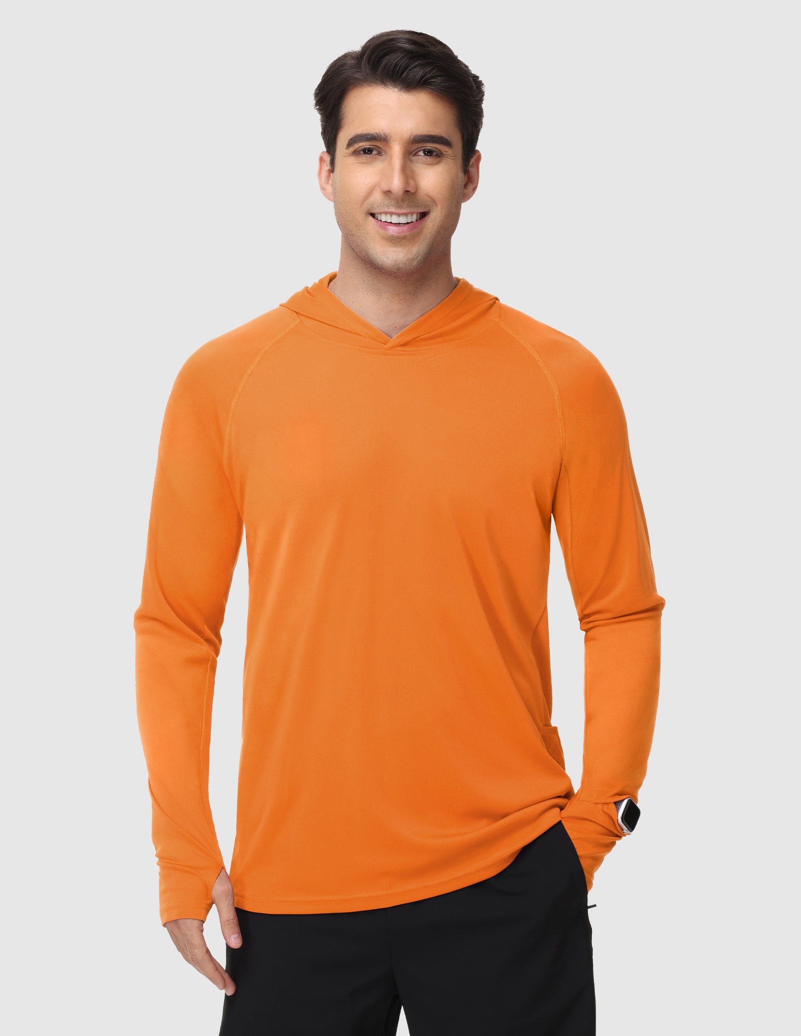 MIER Men's UPF 50+ Running Hoodie Lightweight Sun Protection Shirt Men's T-Shirts Orange / S