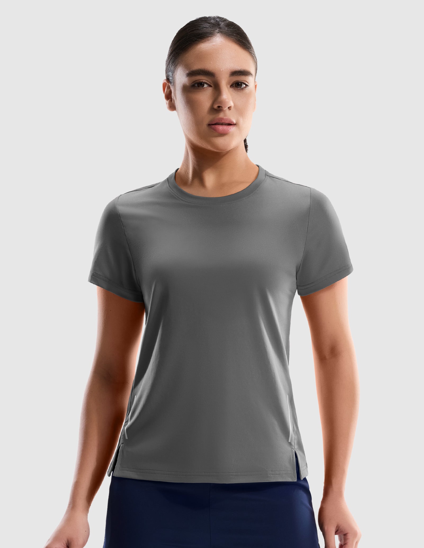 MIER Women’s Running Shirt COOLMAX Quick-Dry Workout Tee Women Active Shirt Dark Grey / XS