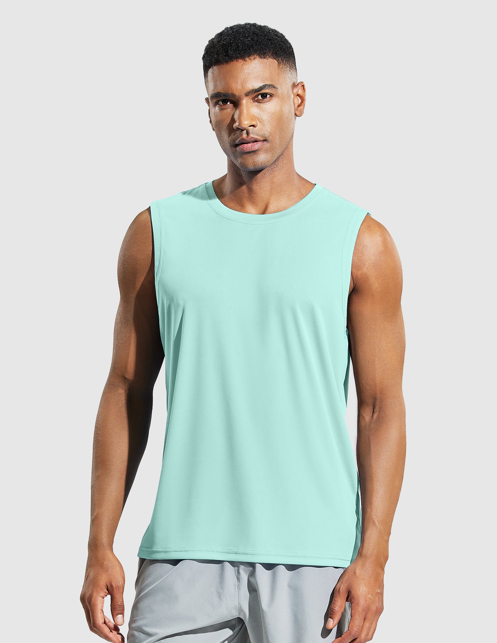 MIER Men’s Cool Running Tank Top Sleeveless Shirt Men's Tank Top Aqua / S