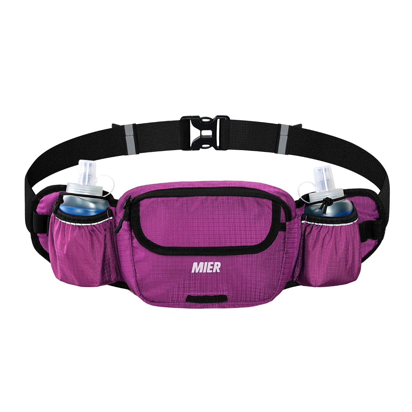 MIER Running Hydration Belt with 2 Soft Flasks Running Vest Magenta Red