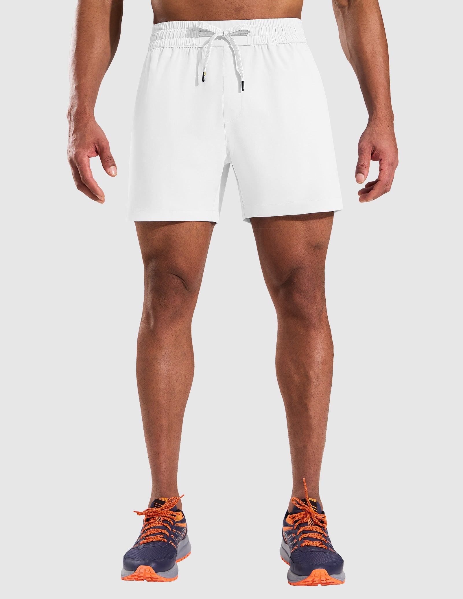 MIER 5" Running Gym Shorts for Men Quick Dry with Zipper Pockets Men's Shorts White / XS