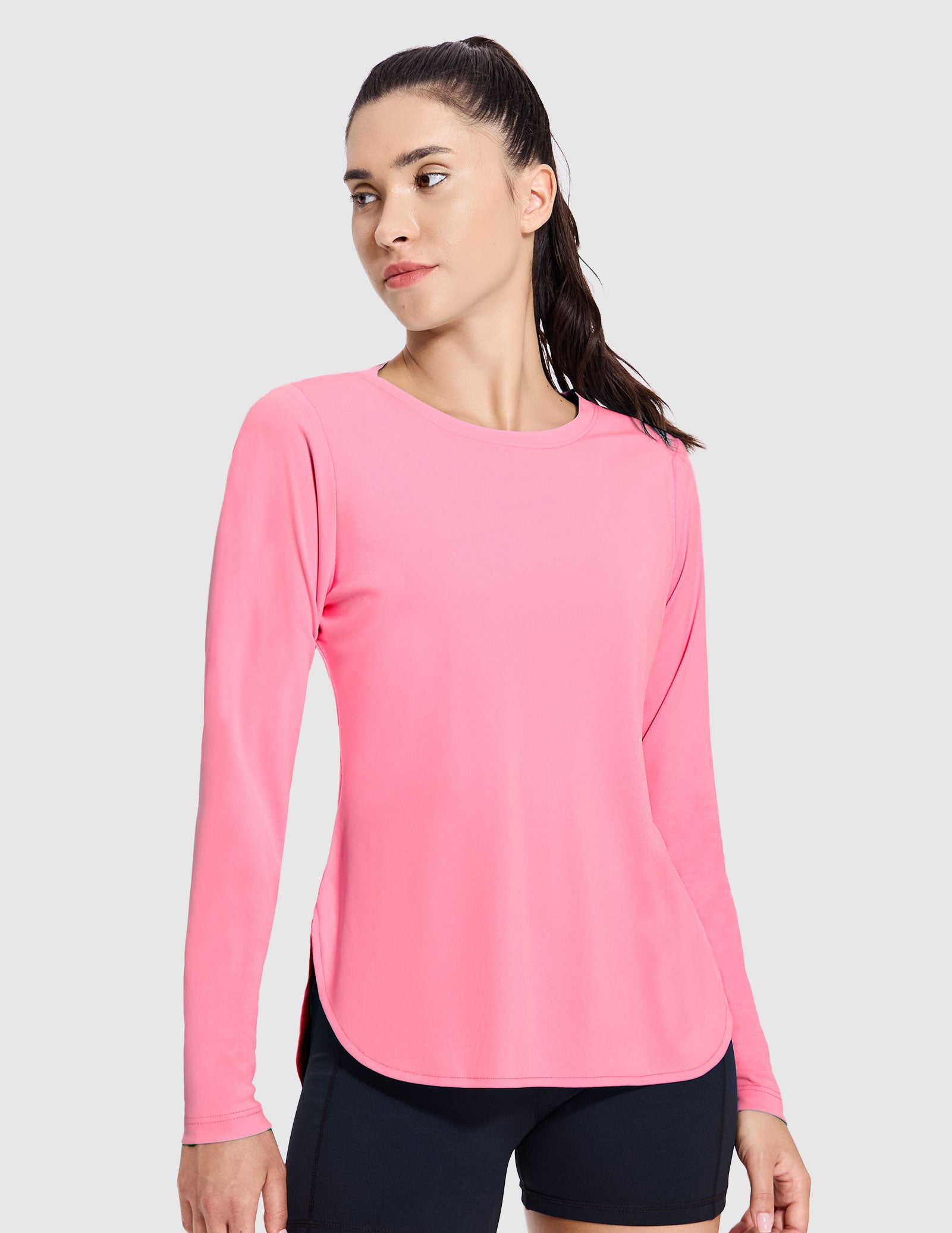 MIER Women's UPF 50 Plus Long Sleeve Running Shirt Sun Protection and Style Women Active Shirt