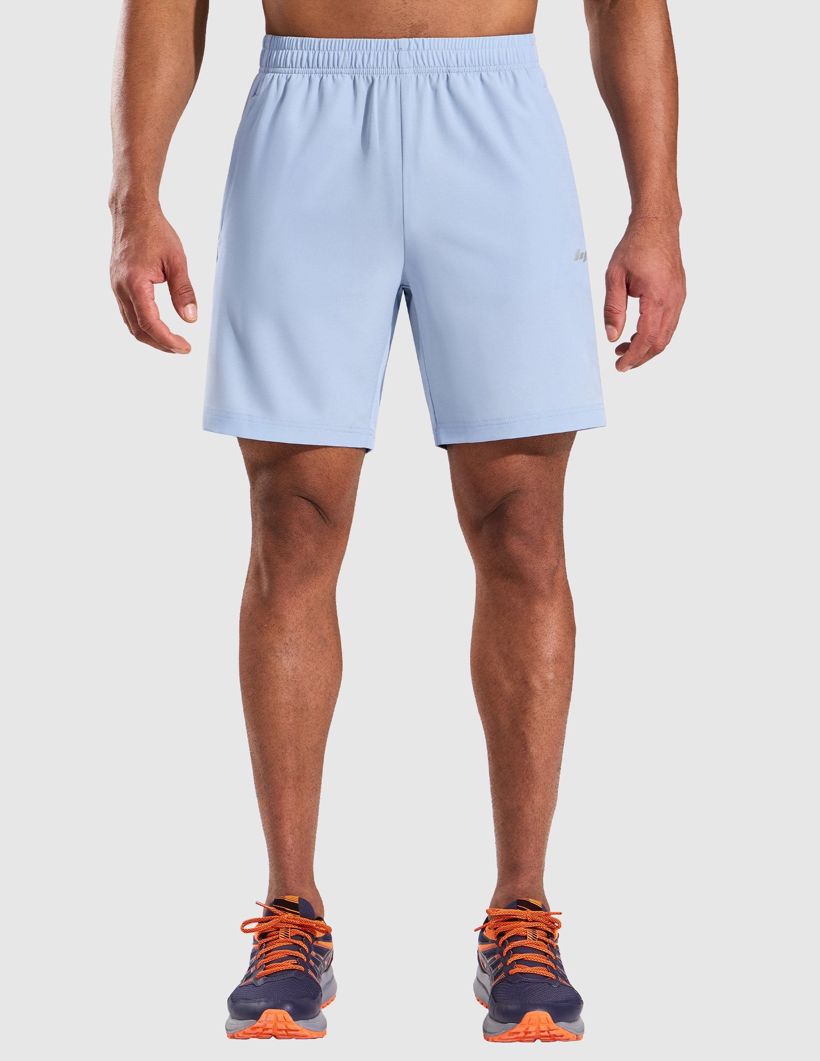 MIER Men’s 7” Athletic Shorts Quick Dry with 3 Zipper Pockets, No Liner Men's Shorts Light Blue / S
