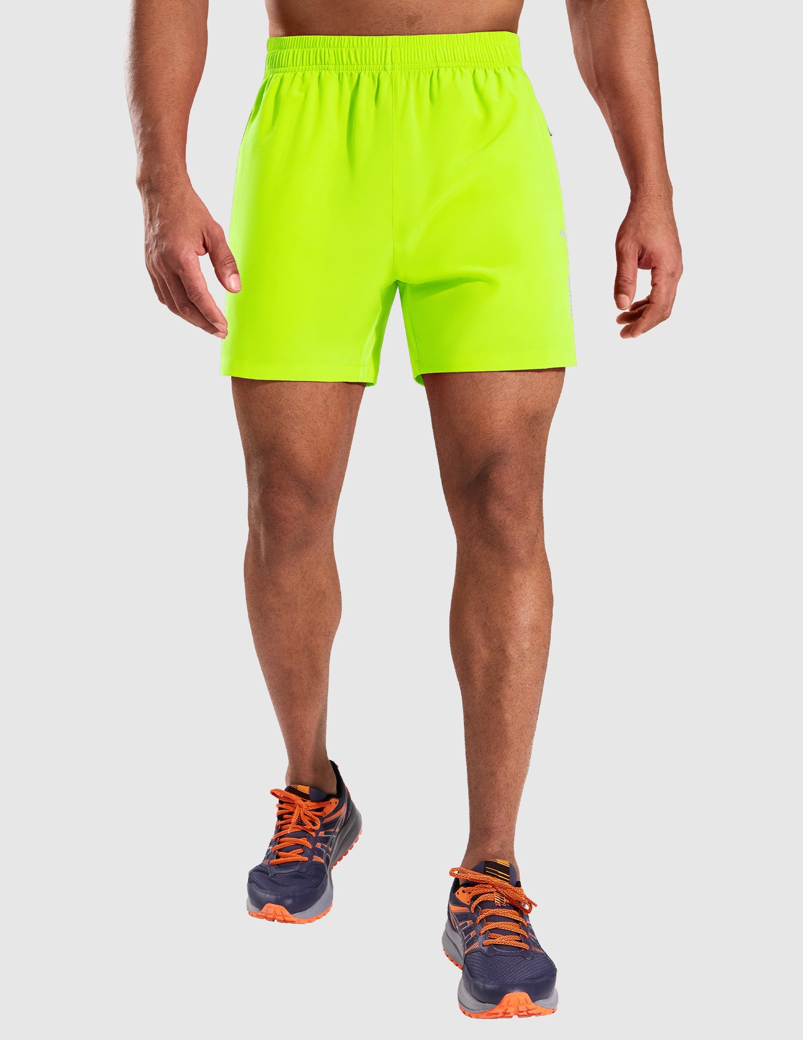 MIER Men’s 5” Running Shorts Quick Dry with Zipper Pockets, No Liner Men's Shorts Neon Green / XS