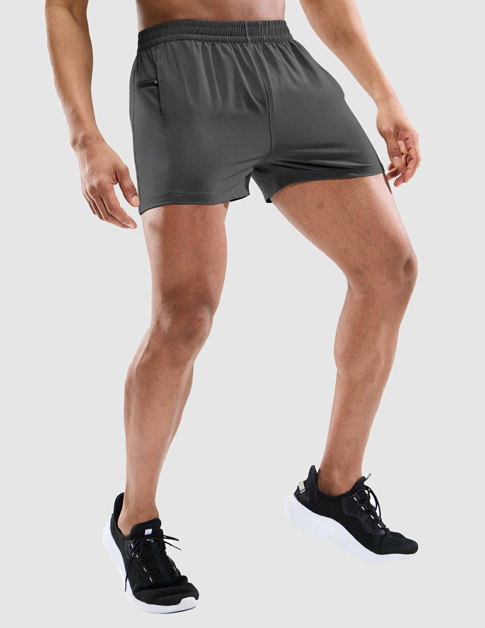 MIER Men's 3 Inch Athletic Running Shorts with Brief Liner Men's Shorts Grey / XS