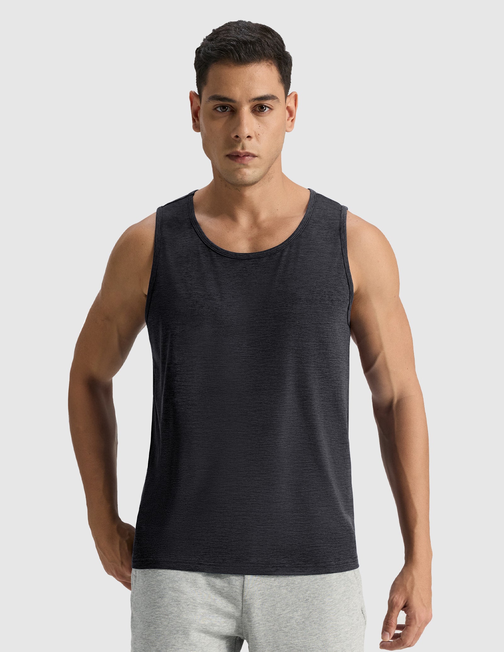 MIER Men’s Buttery Soft High-Mobility Tank Ultra-Soft Gym Shirt Men's Tank Top Heather Black / S