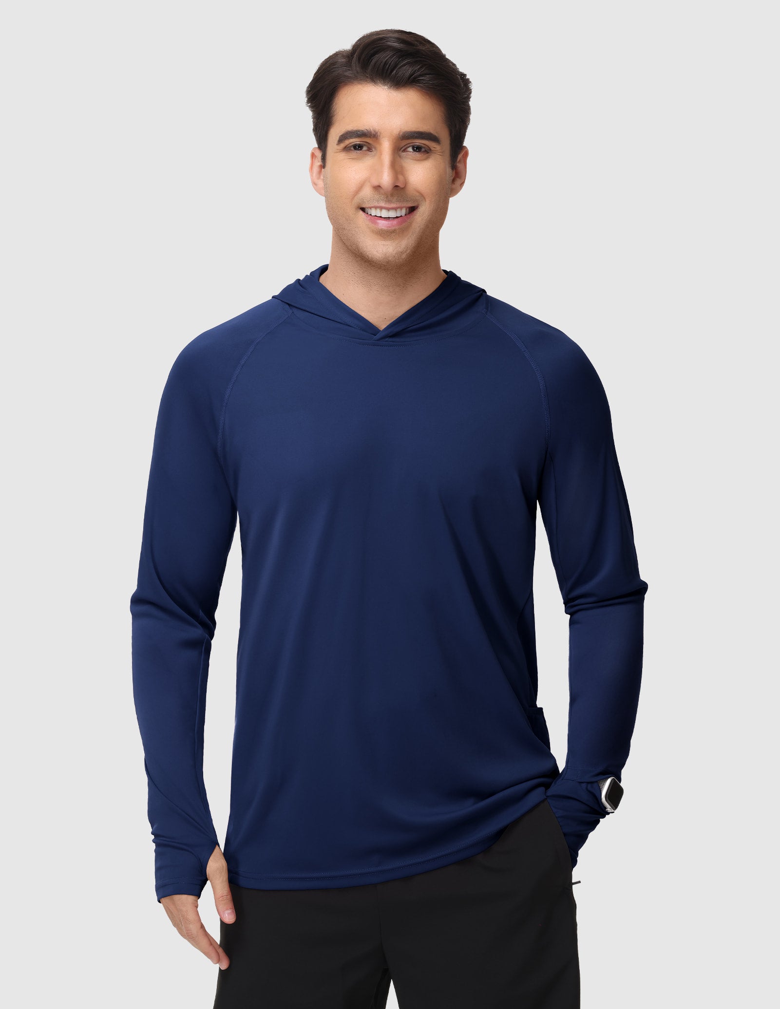 MIER Men's UPF 50+ Running Hoodie Lightweight Sun Protection Shirt Men's T-Shirts Navy / S