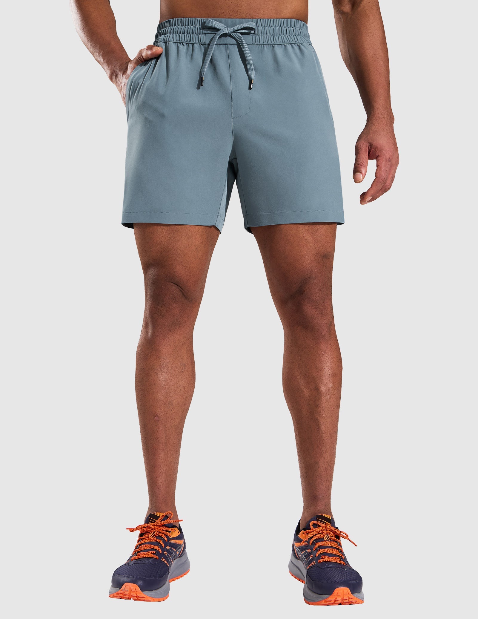 MIER 5" Running Gym Shorts for Men Quick Dry with Zipper Pockets Men's Shorts Dusty Blue / XS