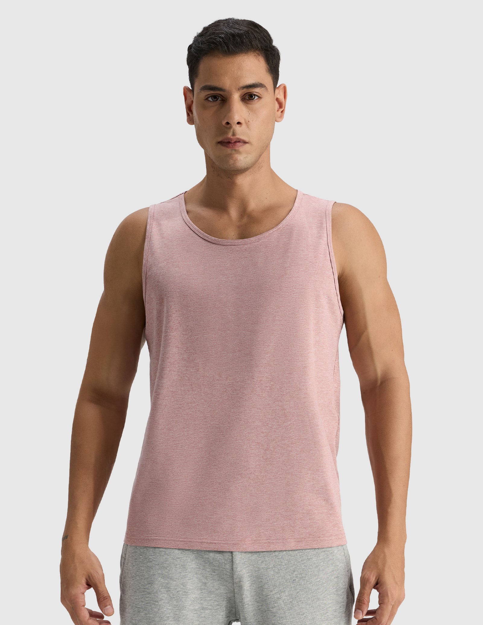 MIER Men’s Buttery Soft High-Mobility Tank Ultra-Soft Gym Shirt Men's Tank Top Heather Pink / S