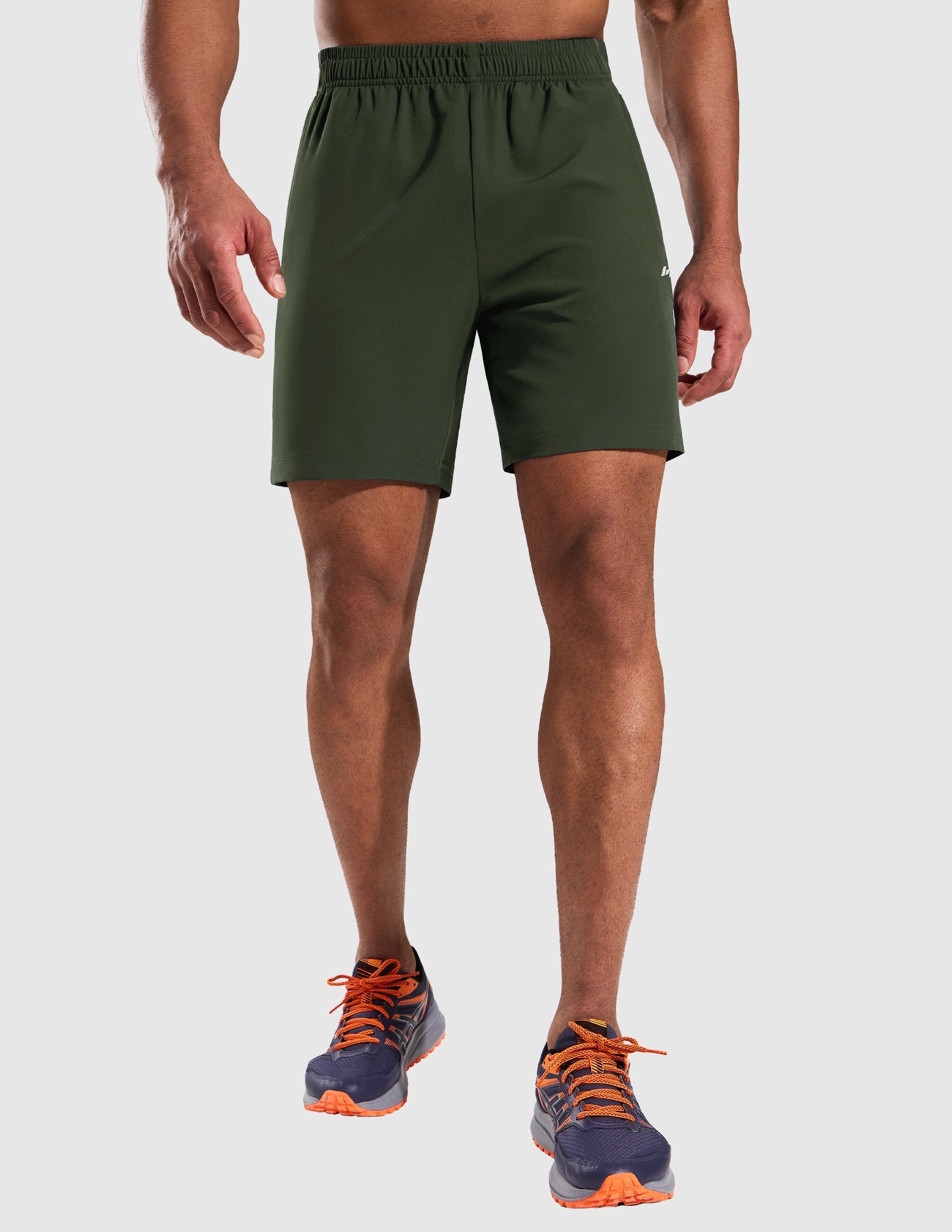 MIER Men’s 7” Athletic Shorts Quick Dry with 3 Zipper Pockets, No Liner Men's Shorts Olive Green / S