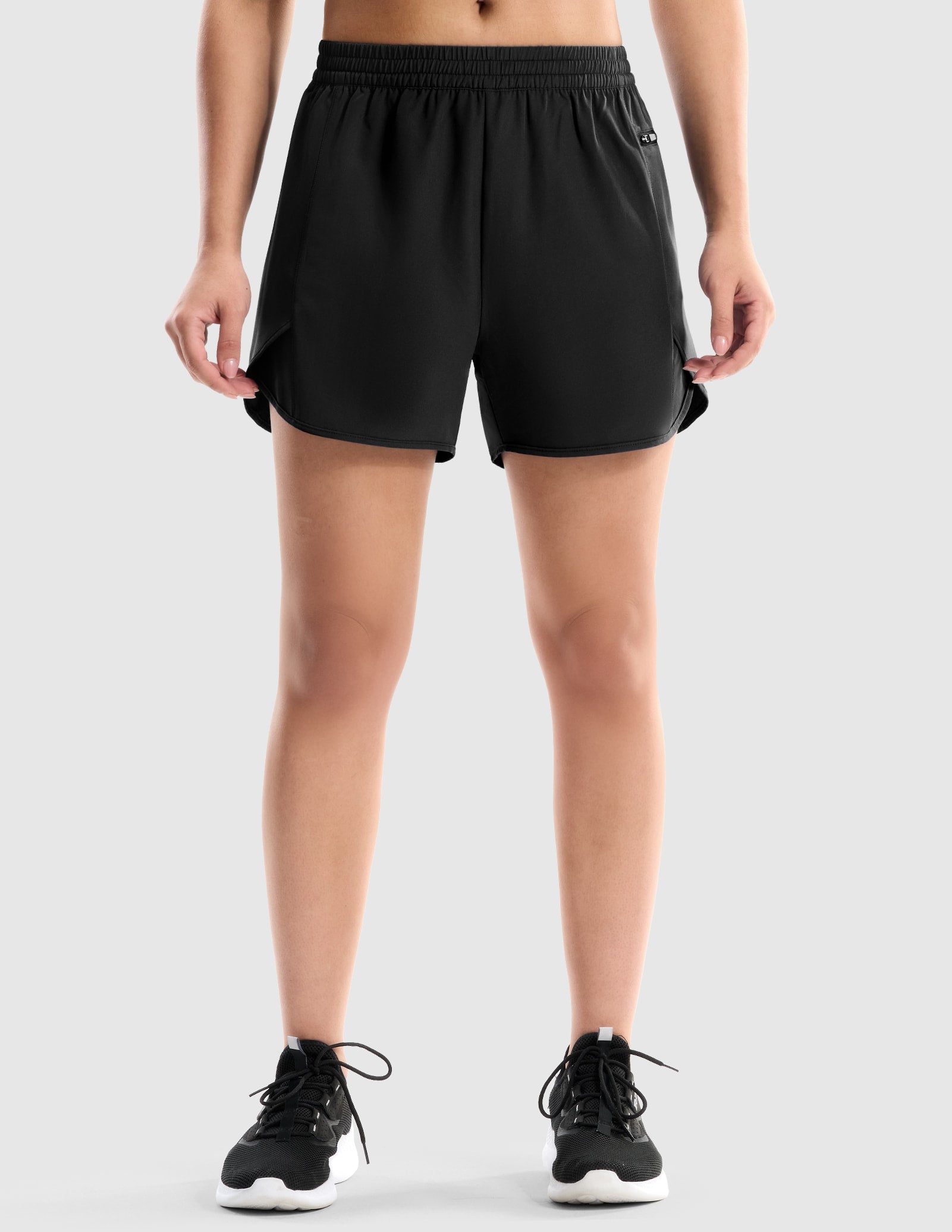 MIER Women’s Running Shorts with Phone Pocket 4” Quick Dry Women Shorts Black / XS