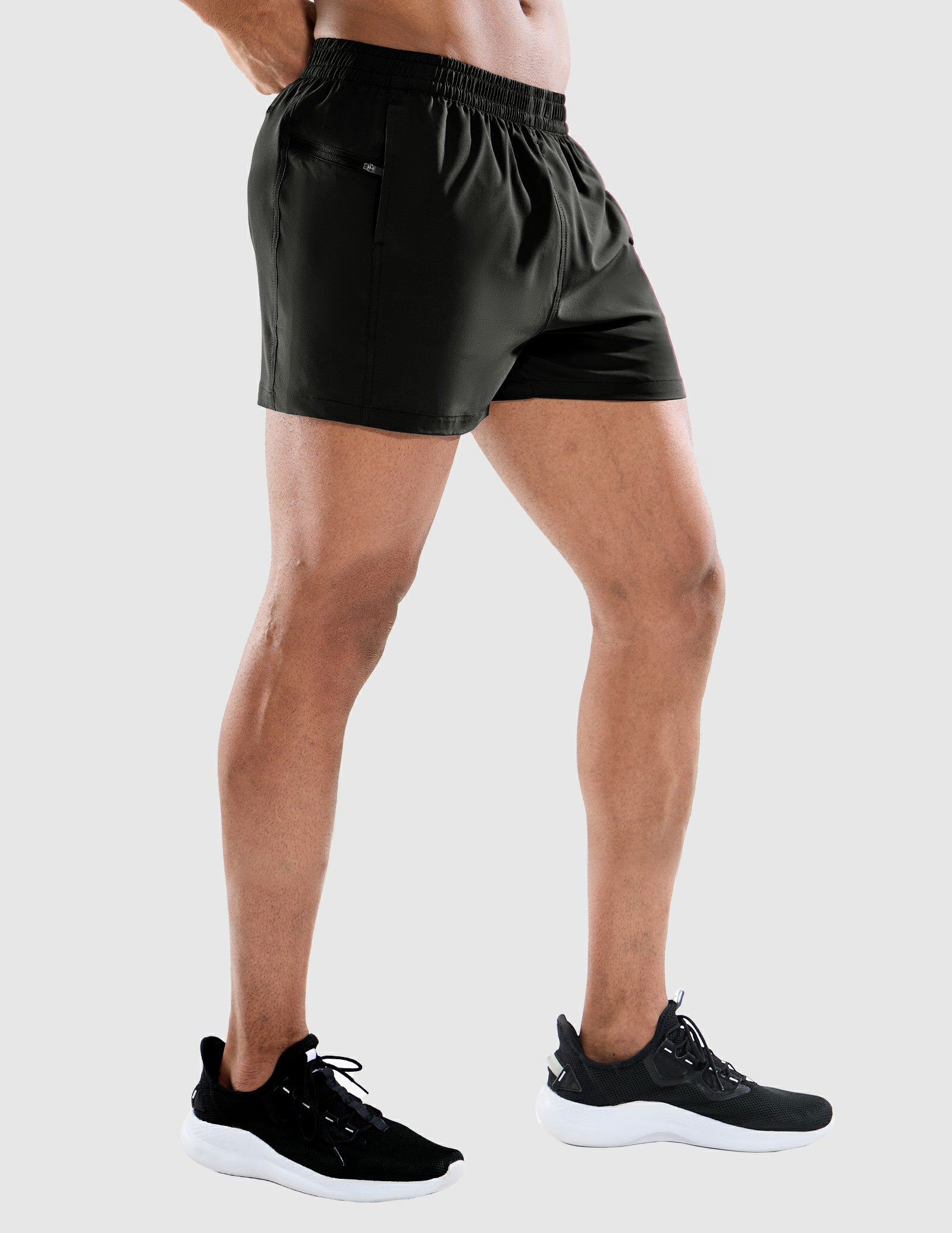 MIER Men's 3 Inch Athletic Running Shorts with Brief Liner Men's Shorts Black / XS