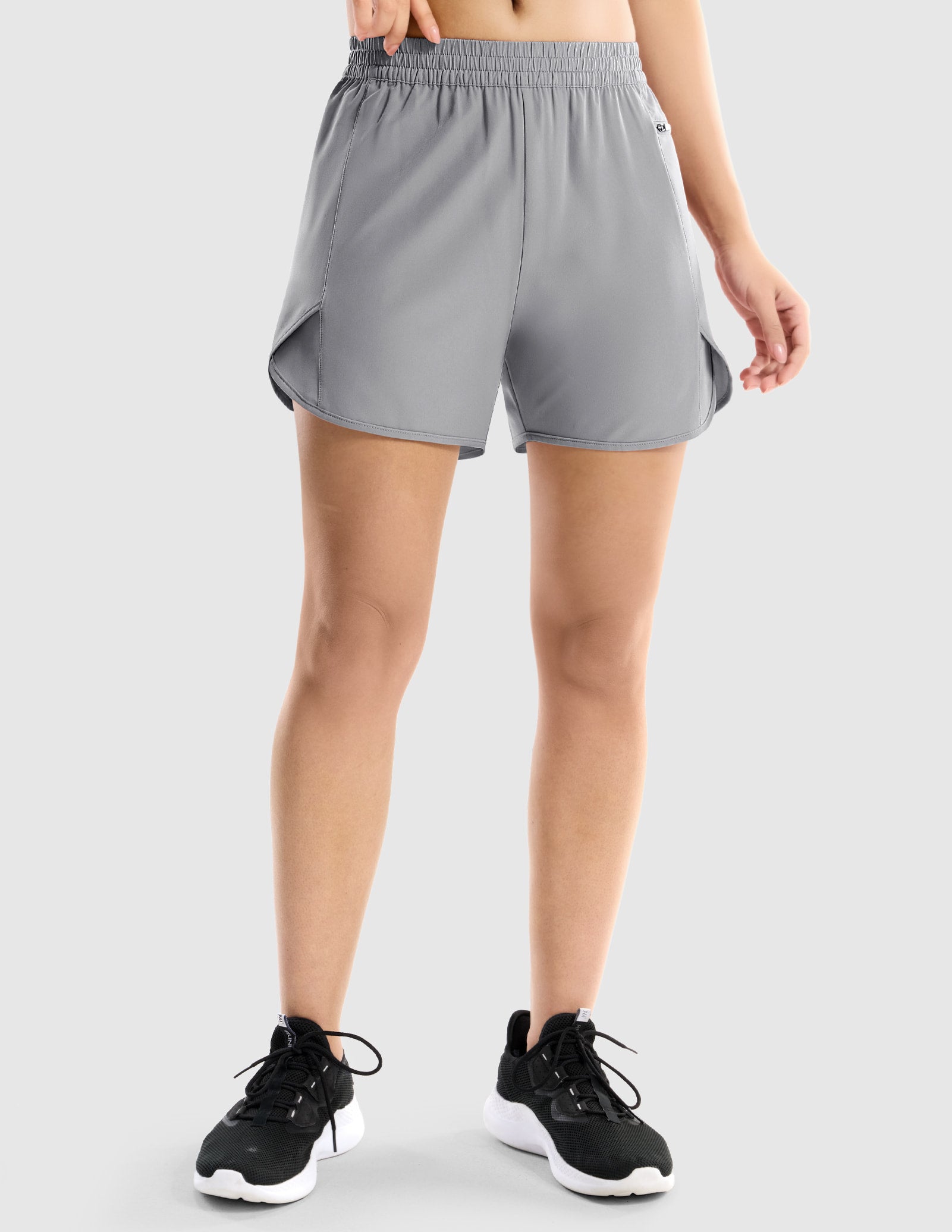 MIER Women’s Running Shorts with Phone Pocket 4” Quick Dry Women Shorts Light Grey / XS