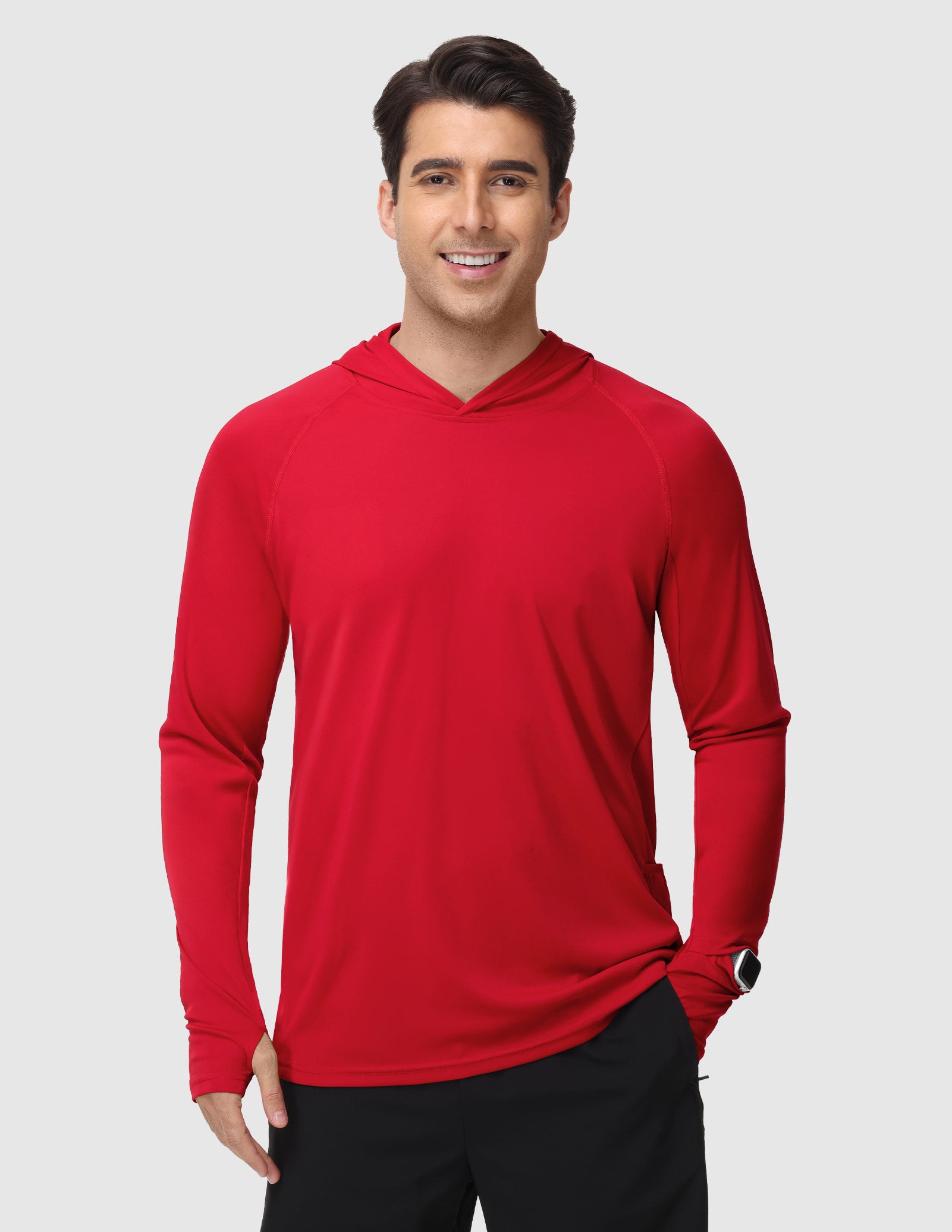MIER Men's UPF 50+ Running Hoodie Lightweight Sun Protection Shirt Men's T-Shirts Red / S