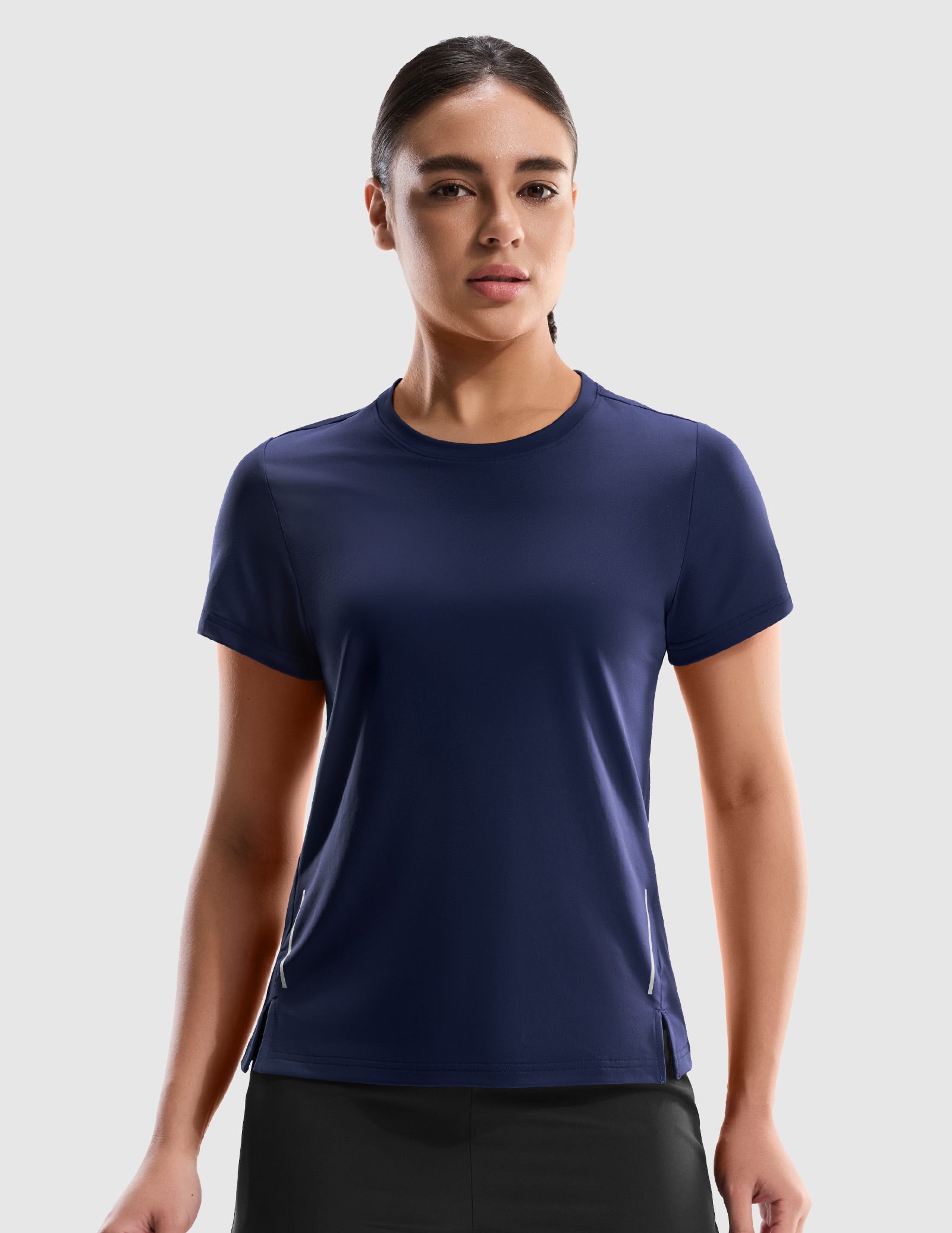MIER Women’s Running Shirt COOLMAX Quick-Dry Workout Tee Women Active Shirt Navy / XS