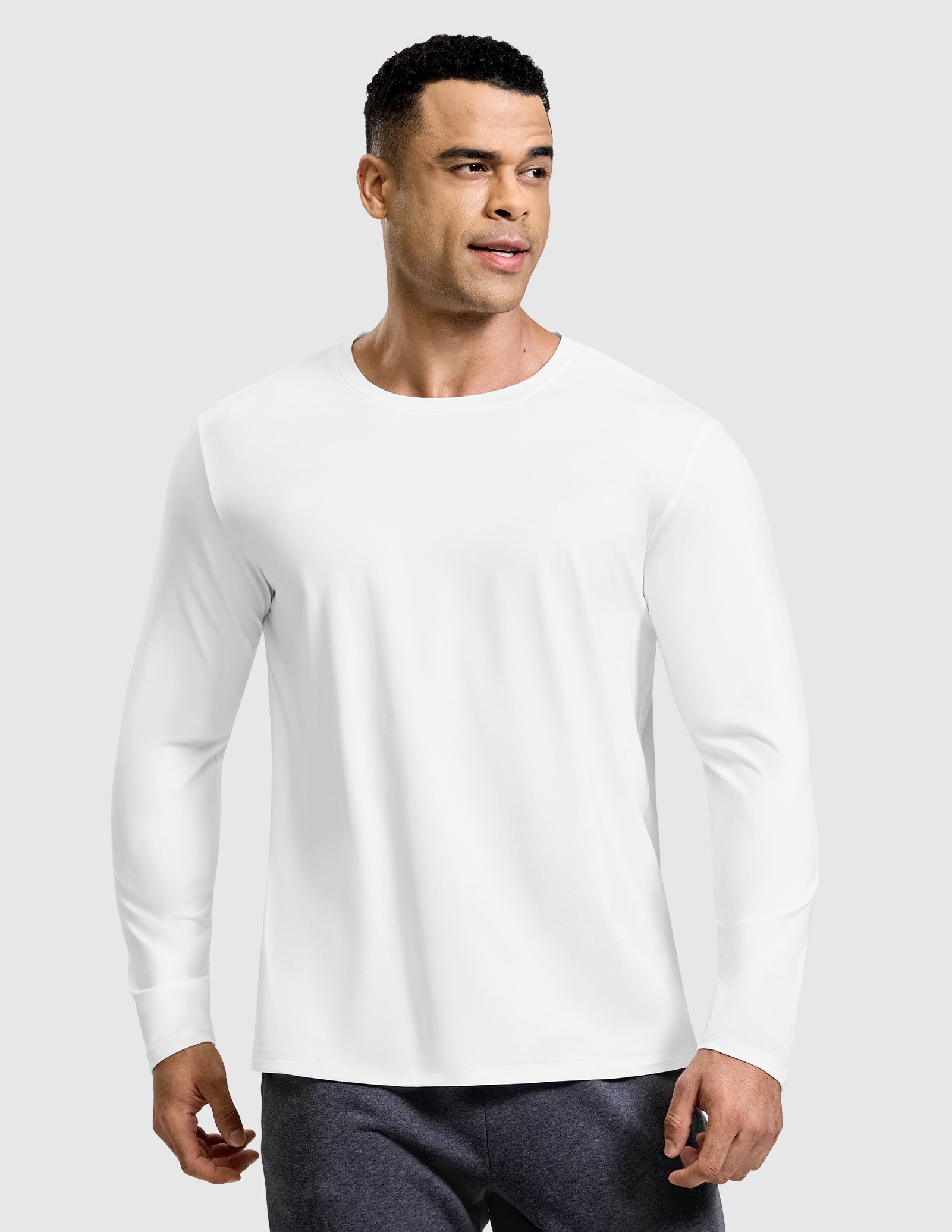 MIER Men’s Buttery Soft Long Sleeve Athletic Crew Neck Tee Men's Shirt White / S