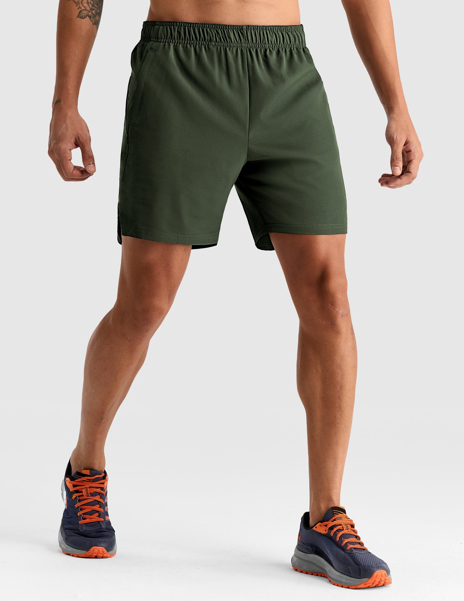 MIER Men's 7" 2-in-1 Running Shorts with Secure Zipper Pockets Men's Shorts Olive Green / S