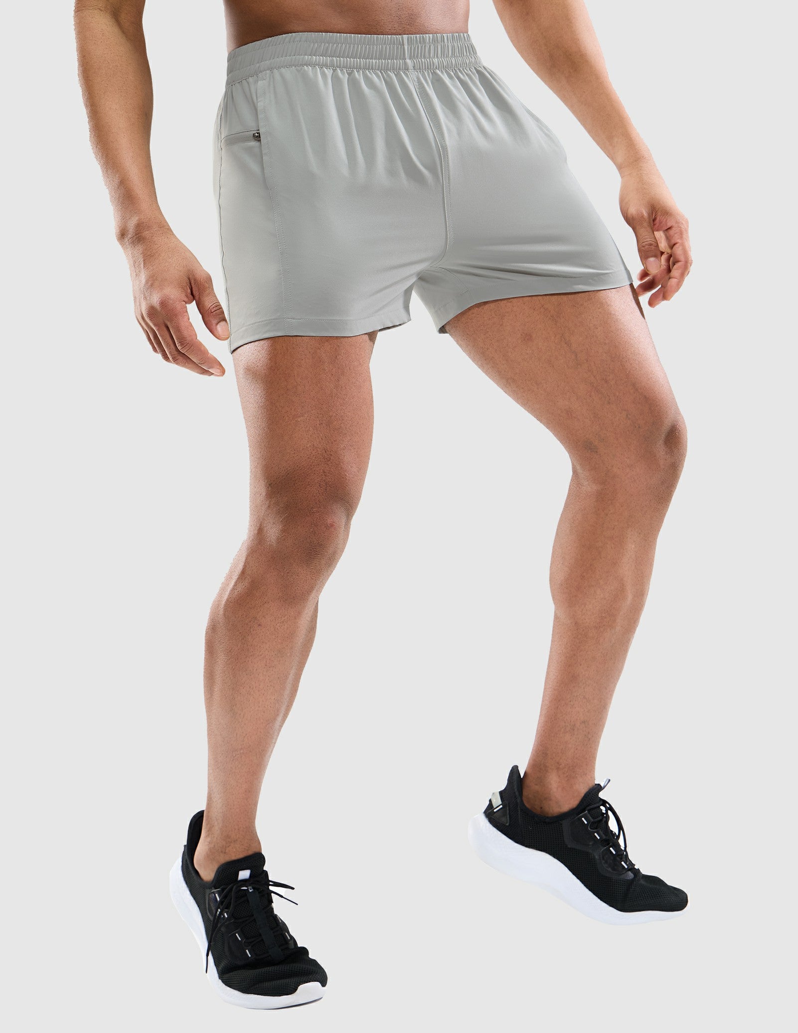 MIER Men's 3 Inch Athletic Running Shorts with Brief Liner Men's Shorts Light Grey / XS