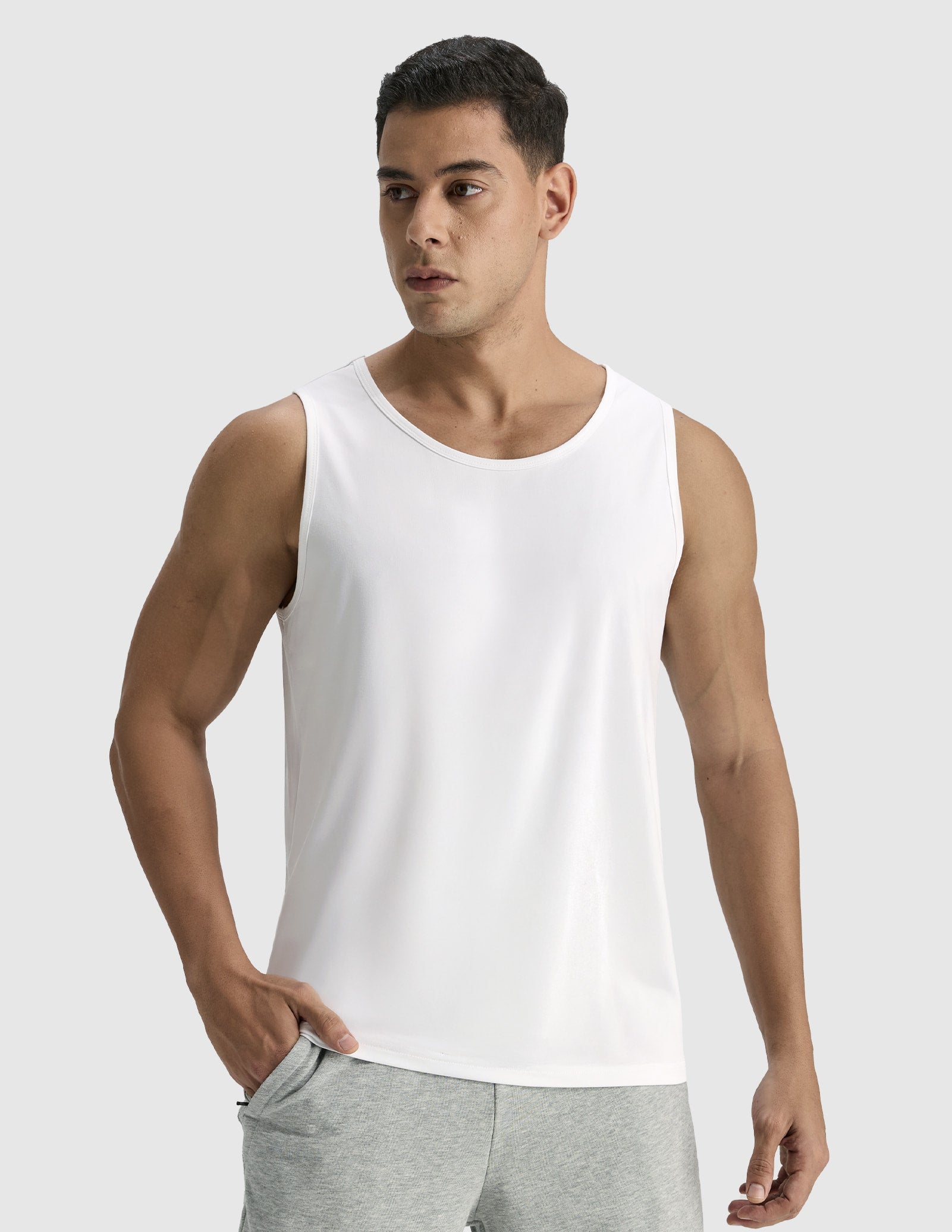 MIER Men’s Buttery Soft High-Mobility Tank Ultra-Soft Gym Shirt Men's Tank Top White / S