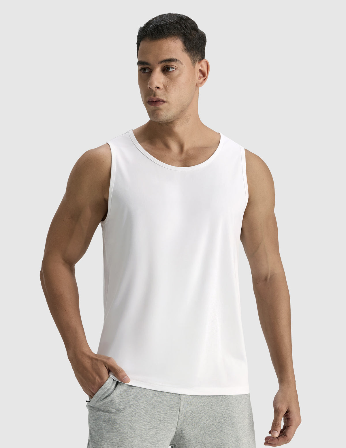 MIER Men’s Buttery Soft High-Mobility Tank Ultra-Soft Gym Shirt Men's Tank Top White / S