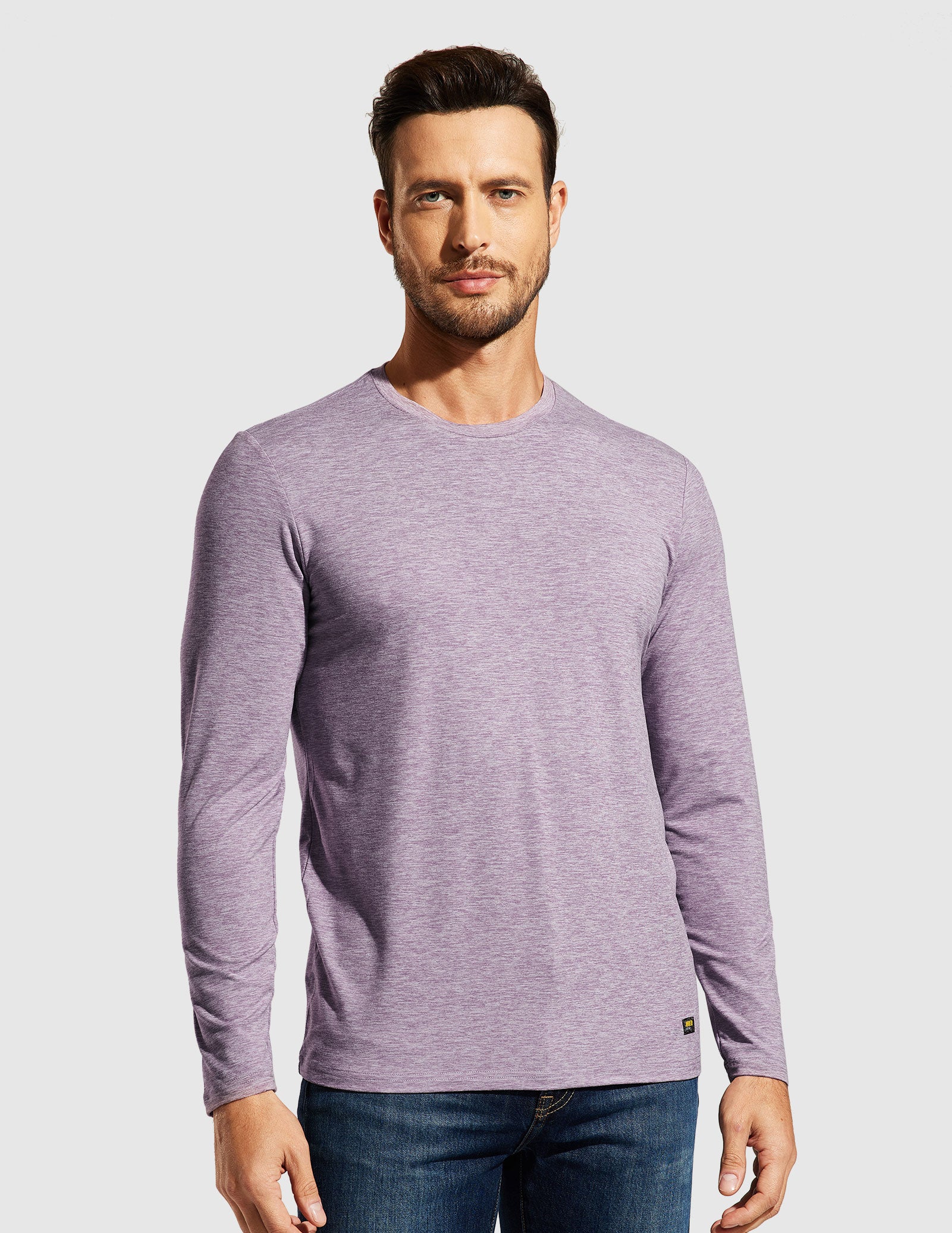 MIER Men’s Buttery Soft Long Sleeve Athletic Crew Neck Tee Men's Shirt Lavender / S