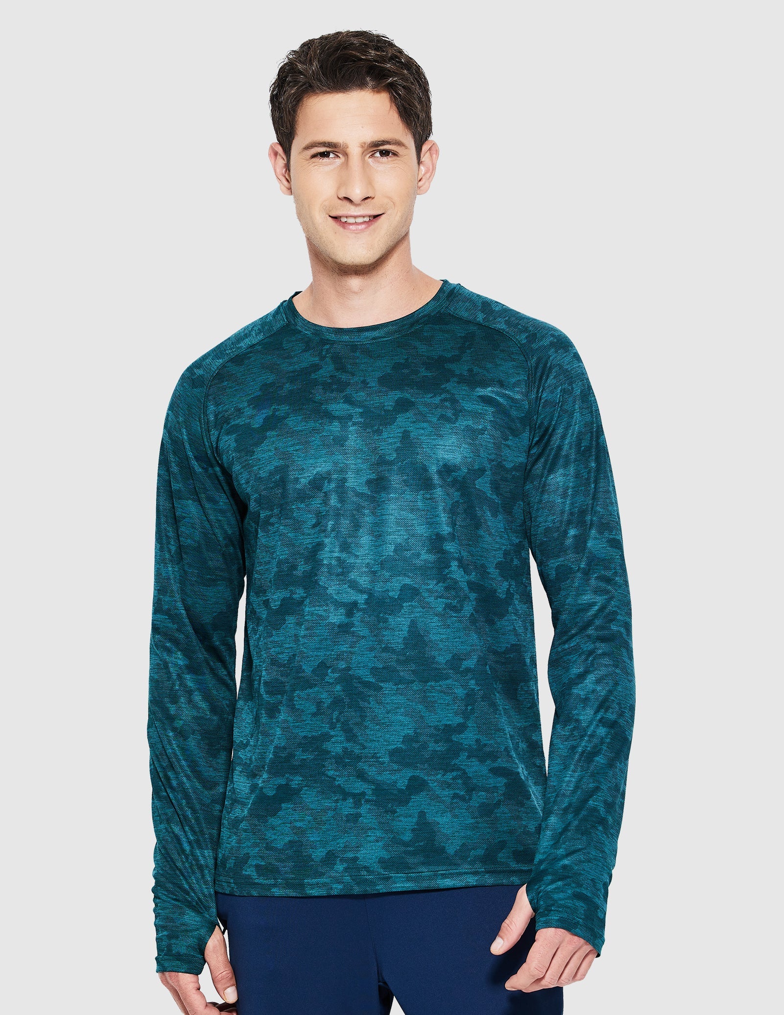 MIER Men’s Dry Fit Long Sleeve Athletic Running Shirts Men's T-Shirts Dark Green Camo / S