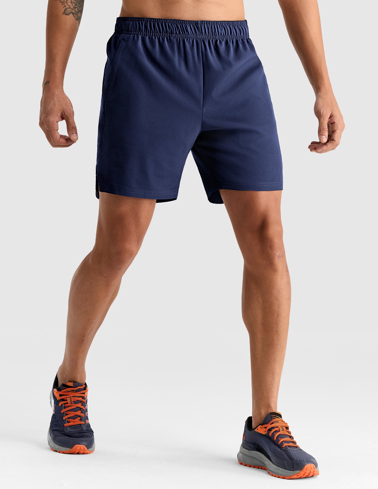 MIER Men's 7" 2-in-1 Running Shorts with Secure Zipper Pockets Men's Shorts Navy / S