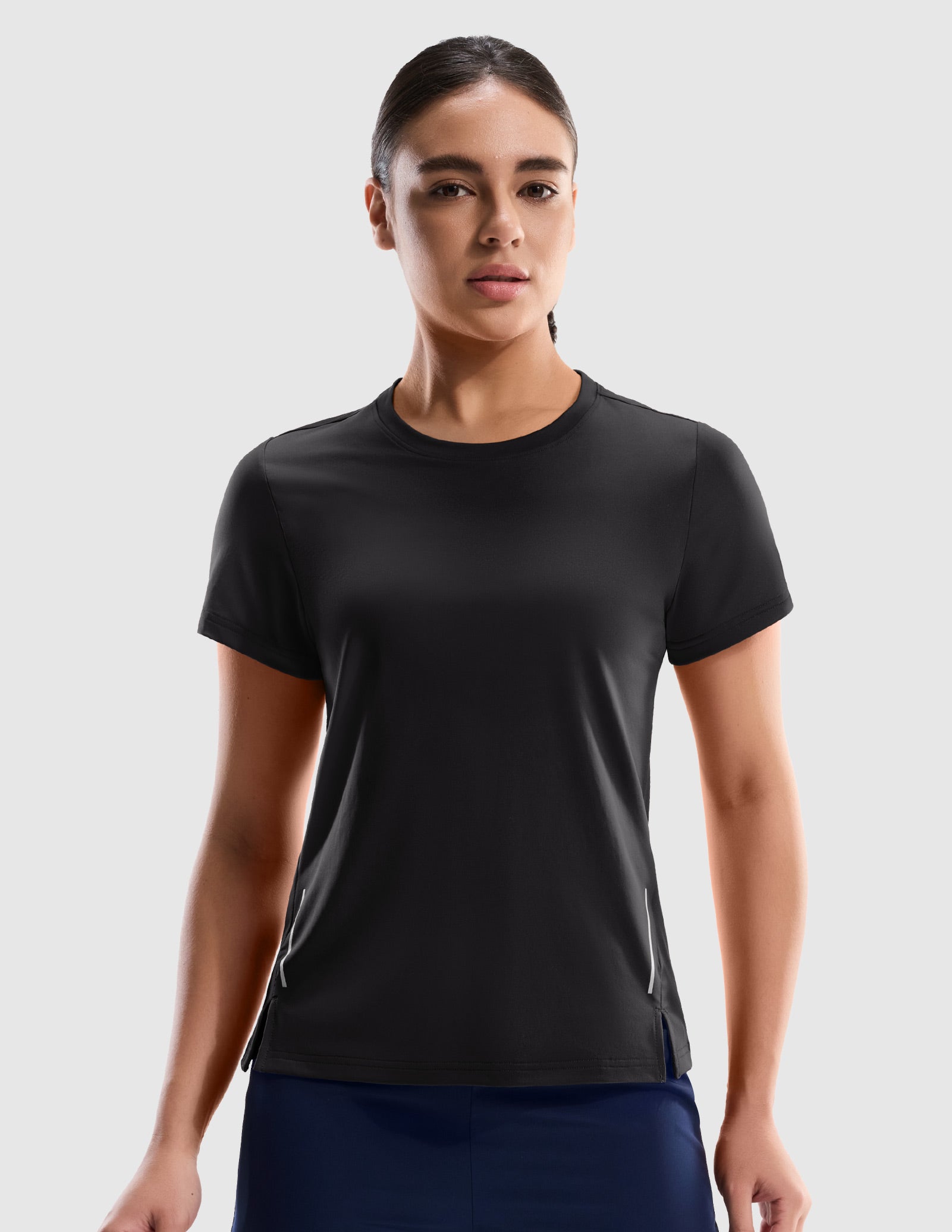 MIER Women’s Running Shirt COOLMAX Quick-Dry Workout Tee Women Active Shirt Black / XS