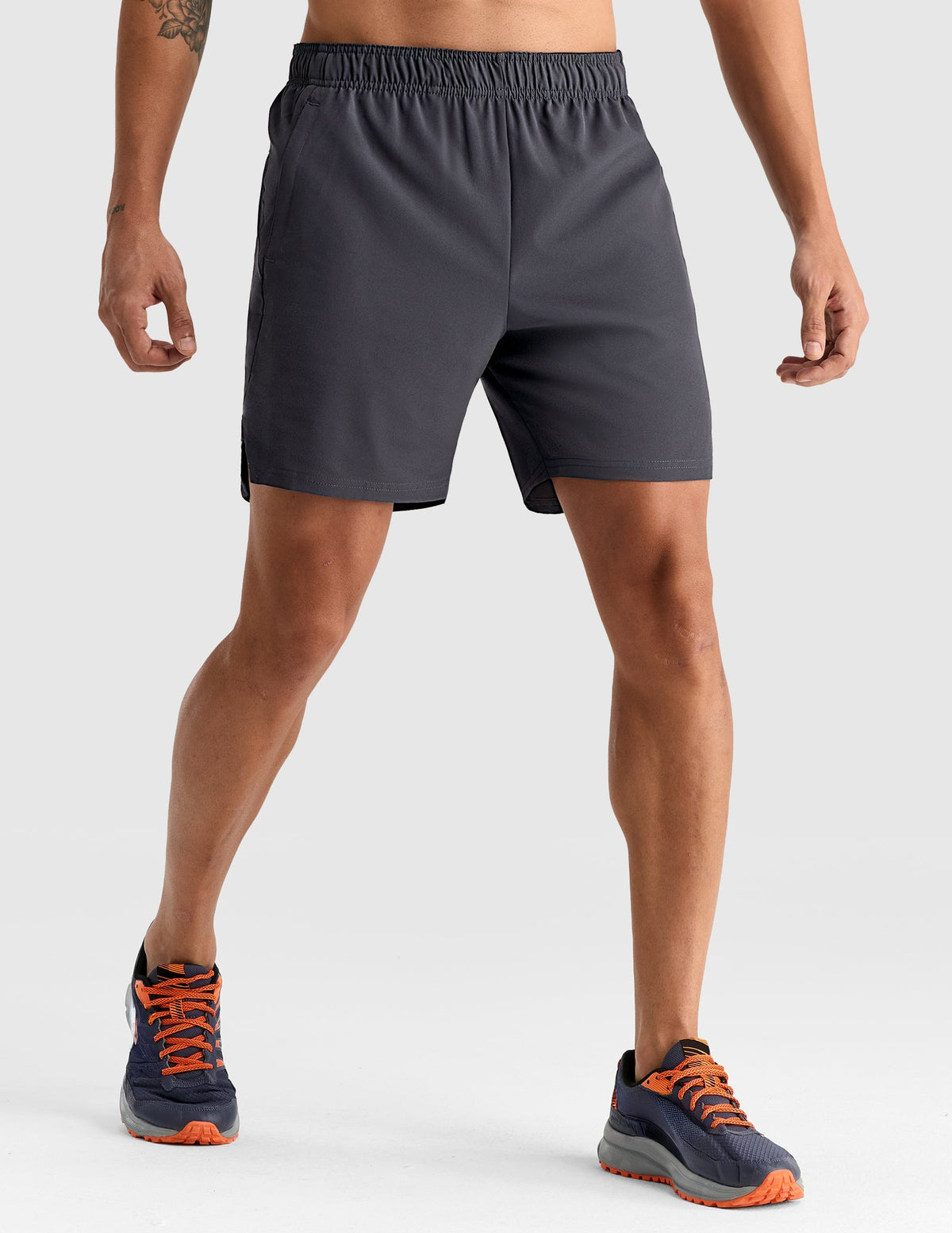 MIER Men's 7" 2-in-1 Running Shorts with Secure Zipper Pockets Men's Shorts Dark Grey / S