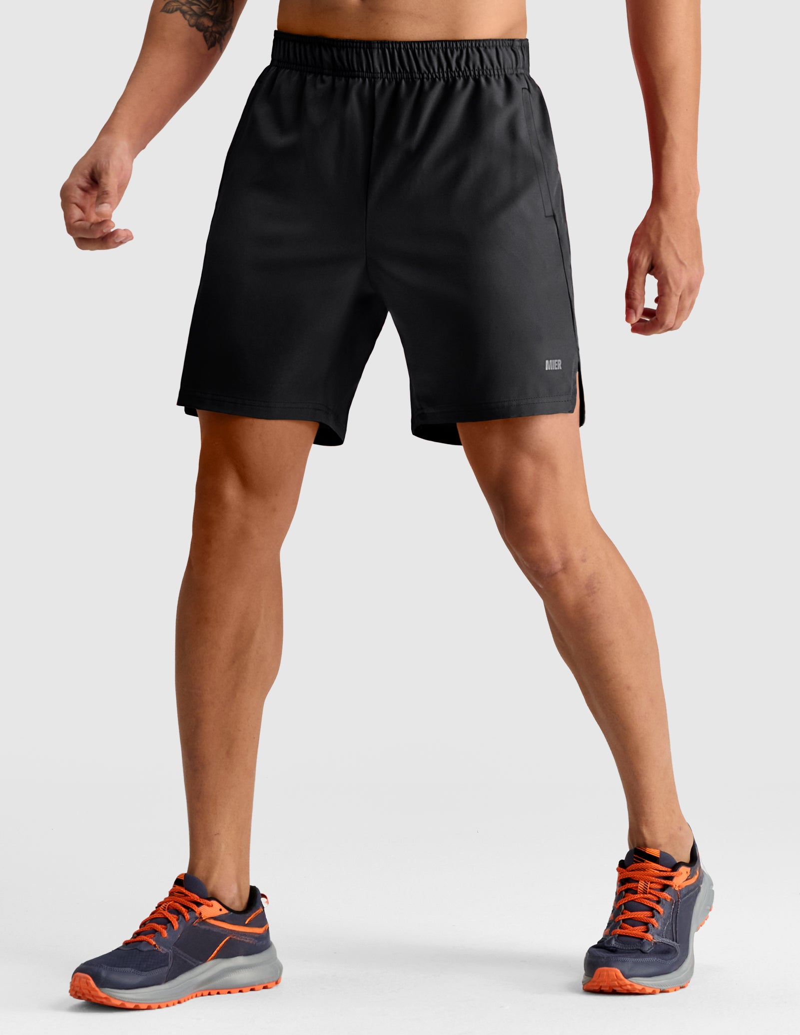 MIER Men's 7" 2-in-1 Running Shorts with Secure Zipper Pockets Men's Shorts Black / S