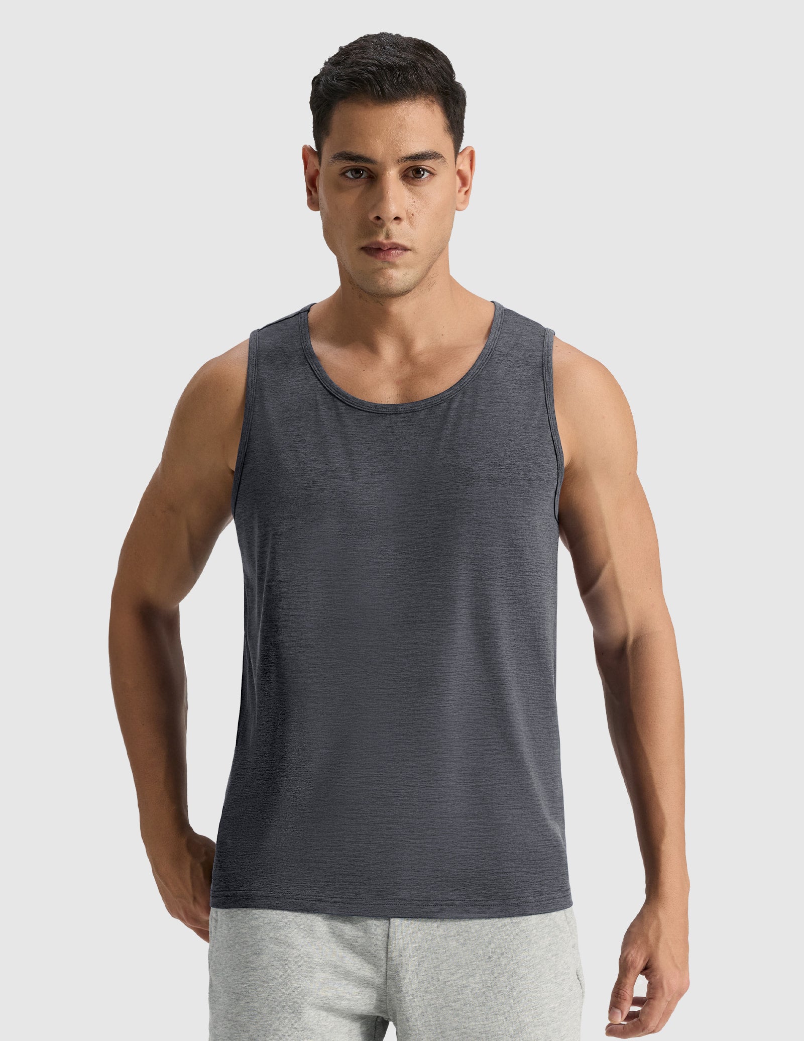 MIER Men’s Buttery Soft High-Mobility Tank Ultra-Soft Gym Shirt Men's Tank Top Heather Charcoal / S