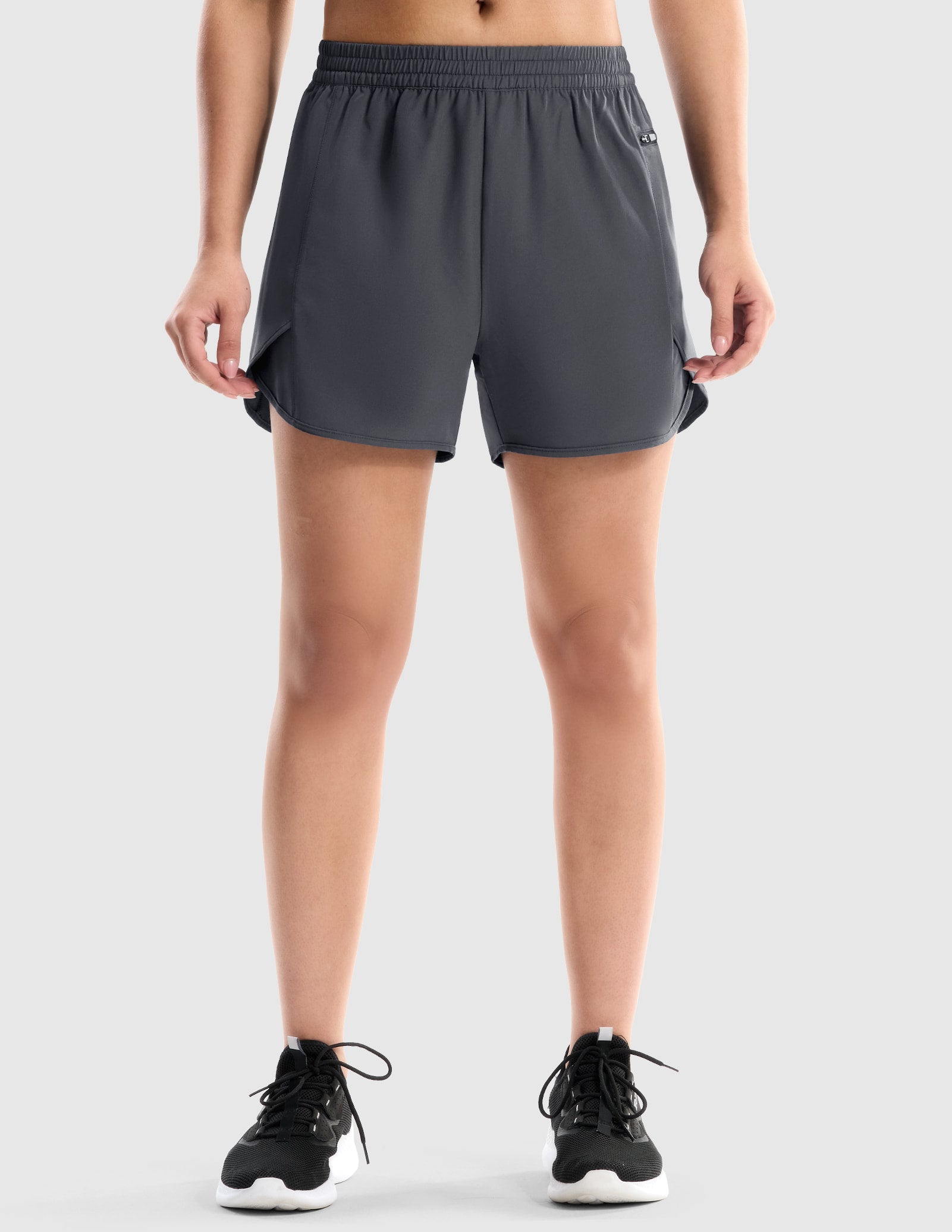 MIER Women’s Running Shorts with Phone Pocket 4” Quick Dry Women Shorts Dark Grey / XS