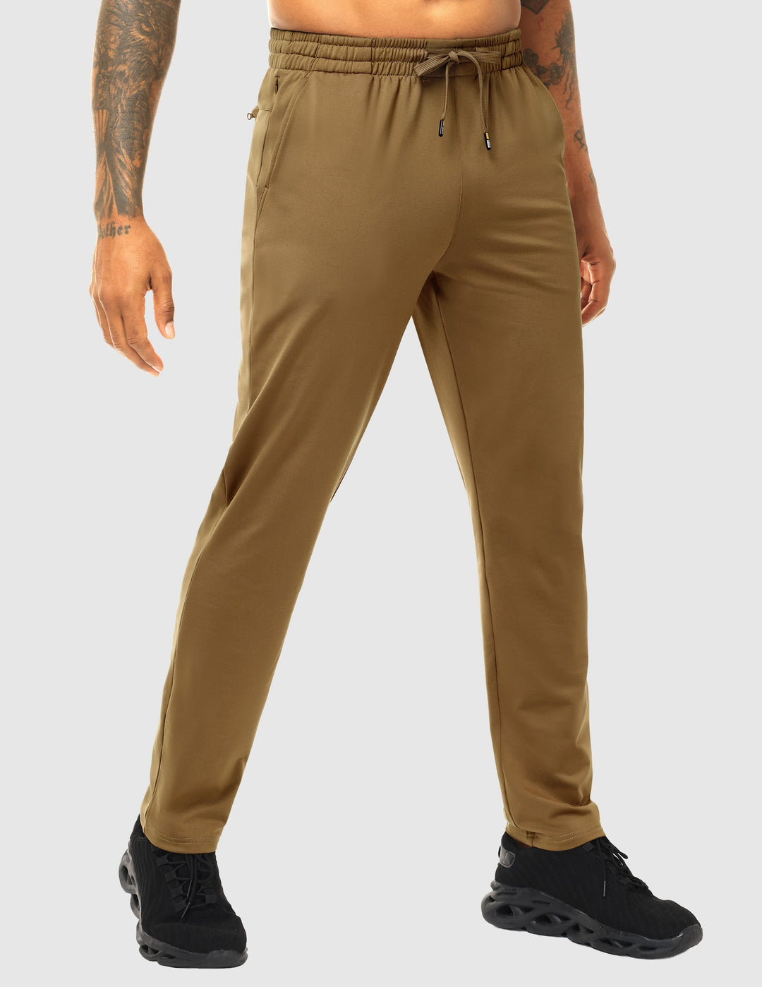 Men's Fleece Lined Athletic Pants with Zipper Pockets