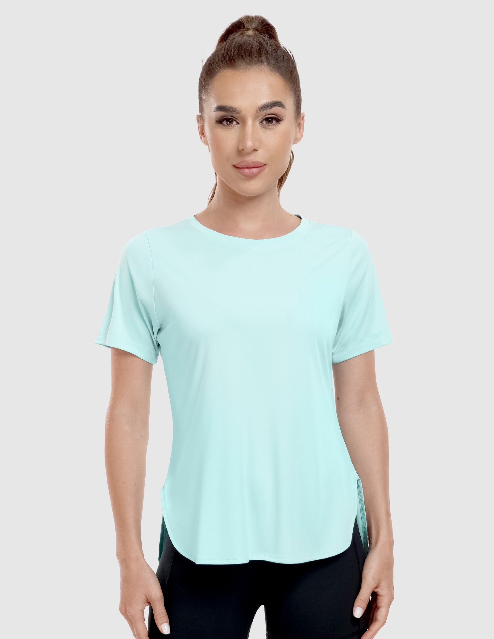 MIER Women's Lightweight Crew Neck Workout Shirt – UPF 50+ Sun Protection Women Active Shirt Aqua / XS