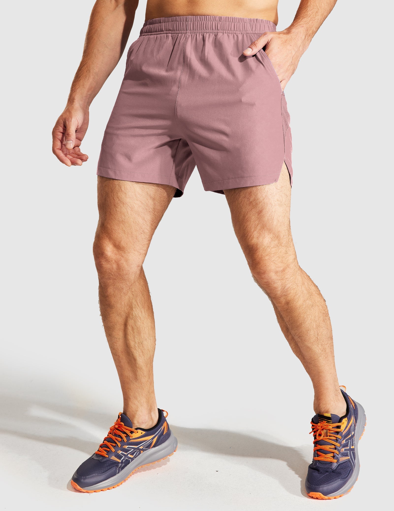 MIER Men's Workout Running Shorts 5 Inches Quick Dry Shorts Men's Shorts Dusty Pink / XS