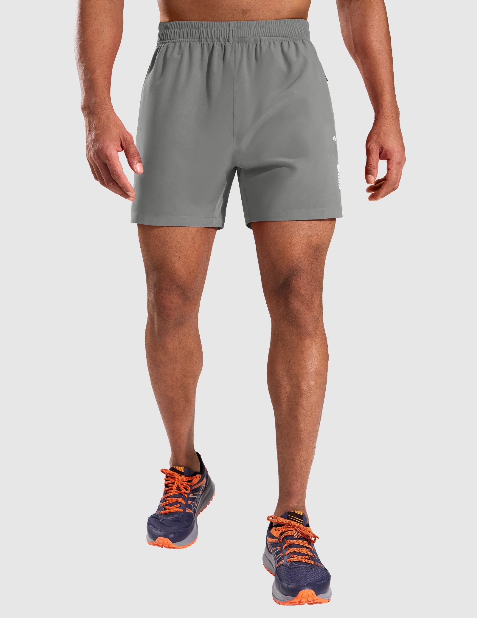 MIER Men’s 5” Running Shorts Quick Dry with Zipper Pockets, No Liner Men's Shorts Light Grey / XS