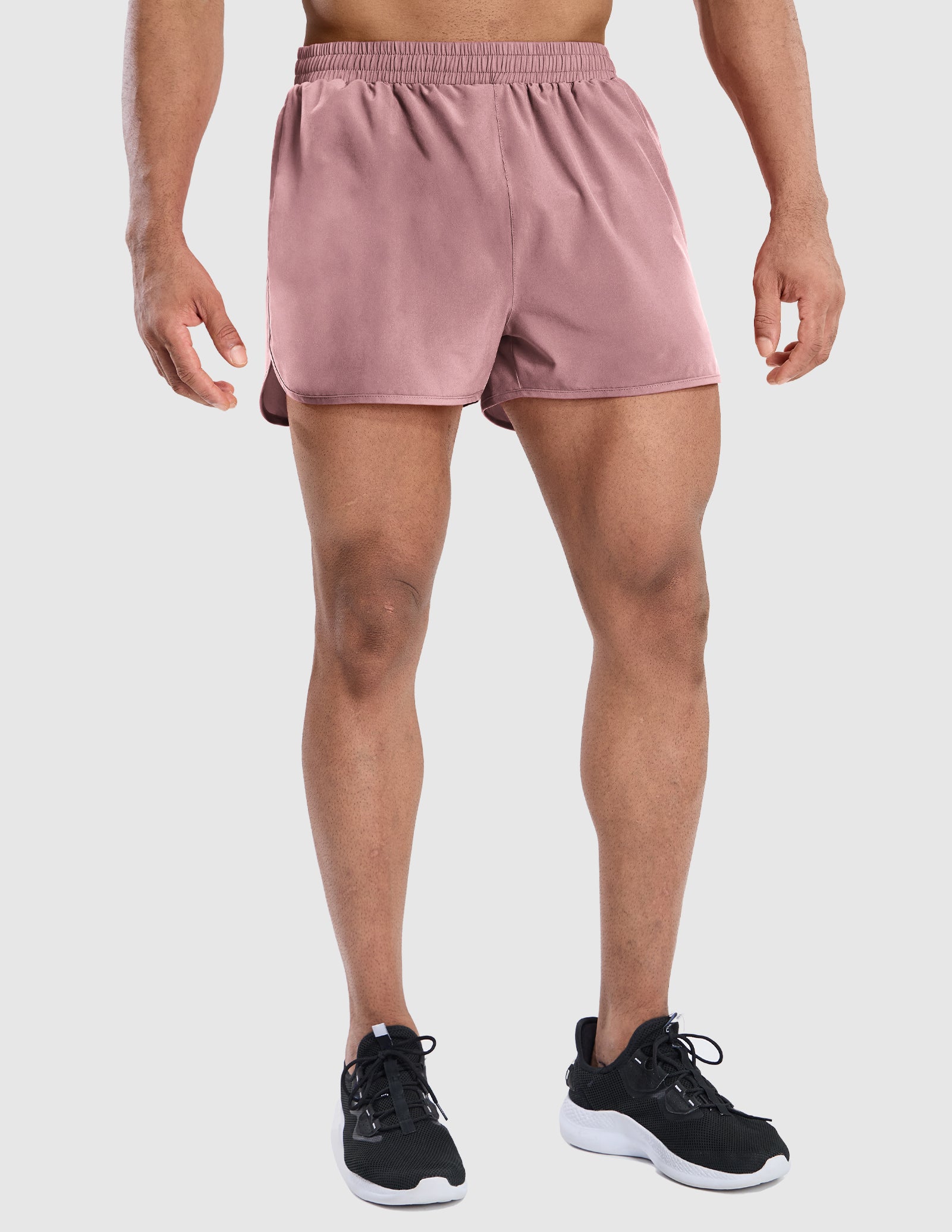 MIER Men's 3 Inch Marathon Running Shorts with Brief Liner Men's Shorts Dusty Pink / XS