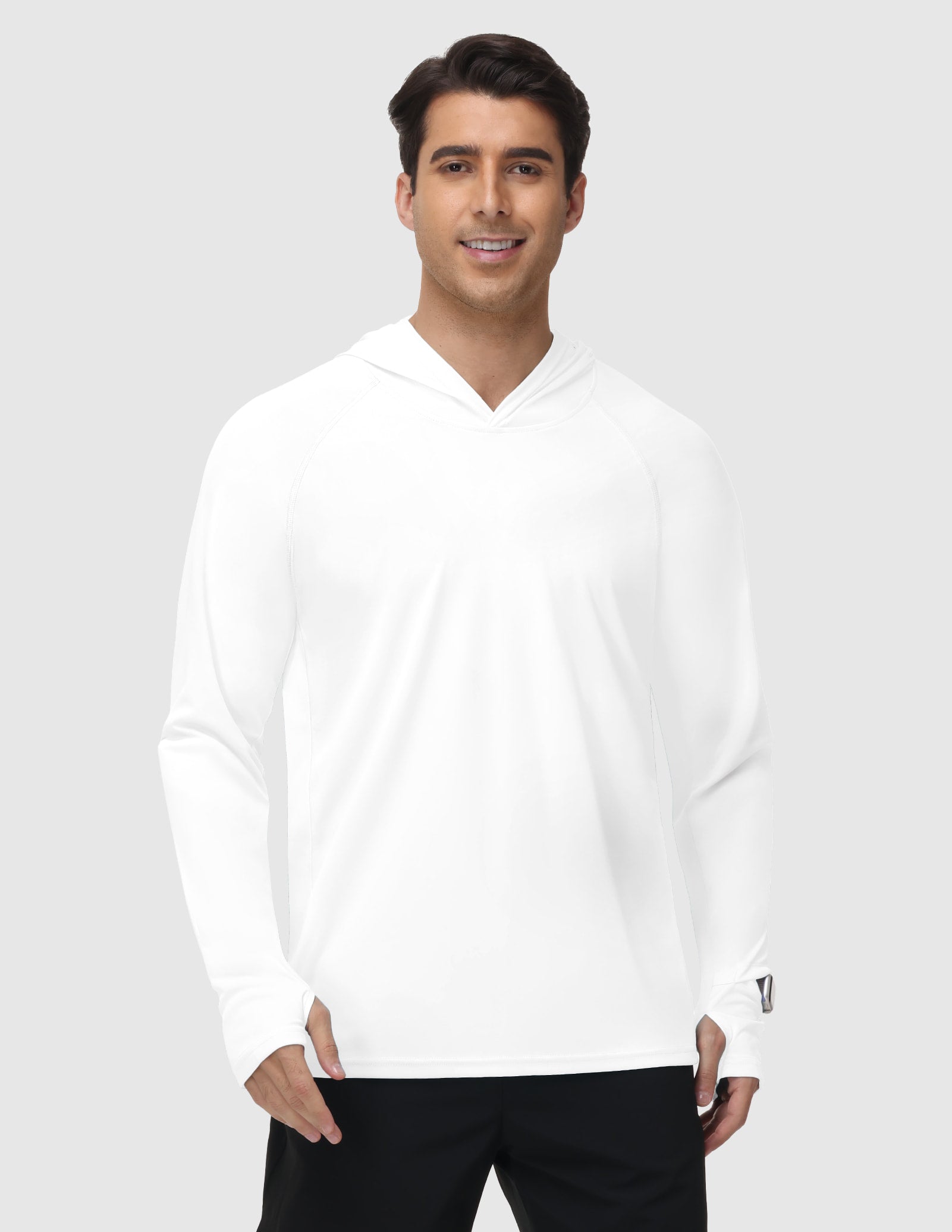 MIER Men's UPF 50+ Running Hoodie Lightweight Sun Protection Shirt Men's T-Shirts White / S