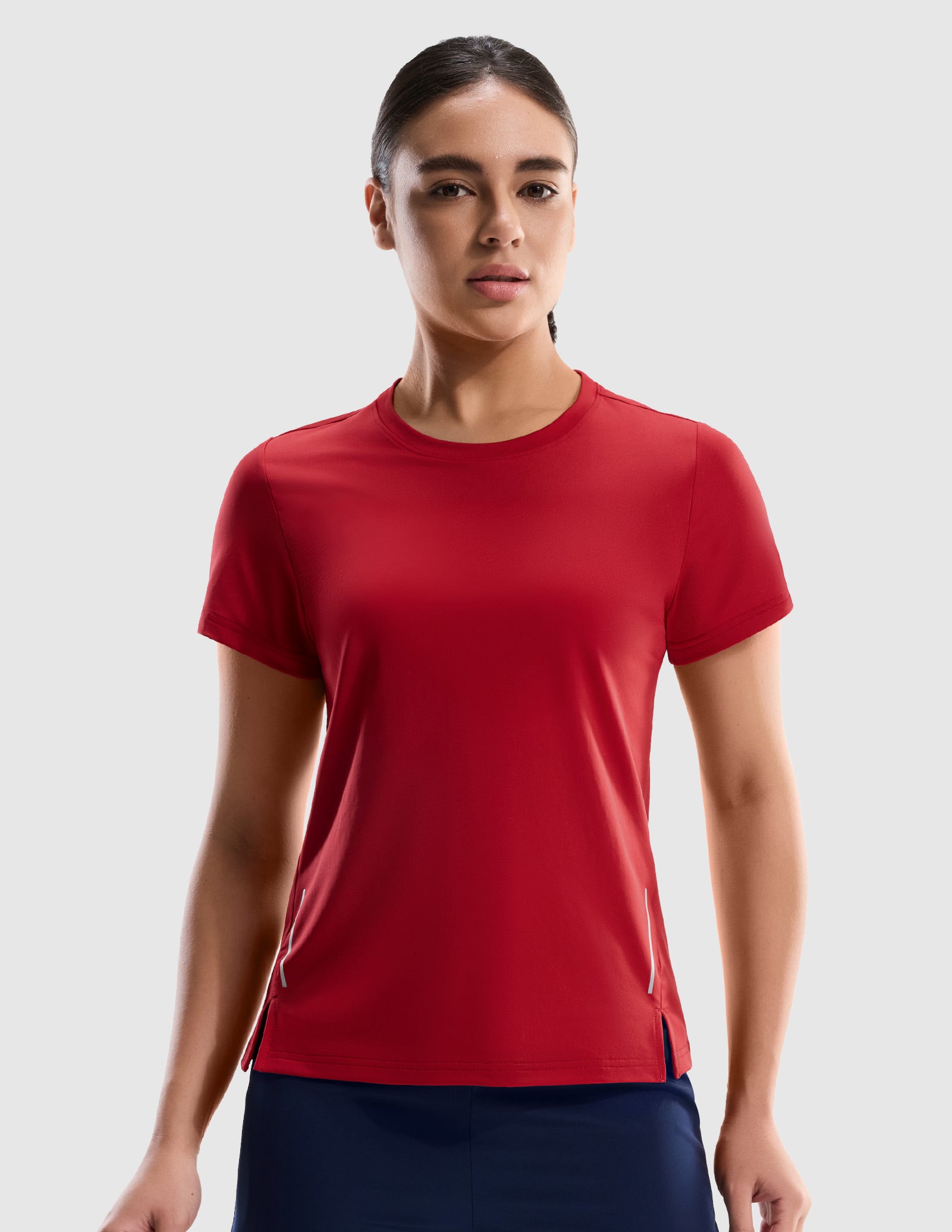 MIER Women’s Running Shirt COOLMAX Quick-Dry Workout Tee Women Active Shirt Red / XS