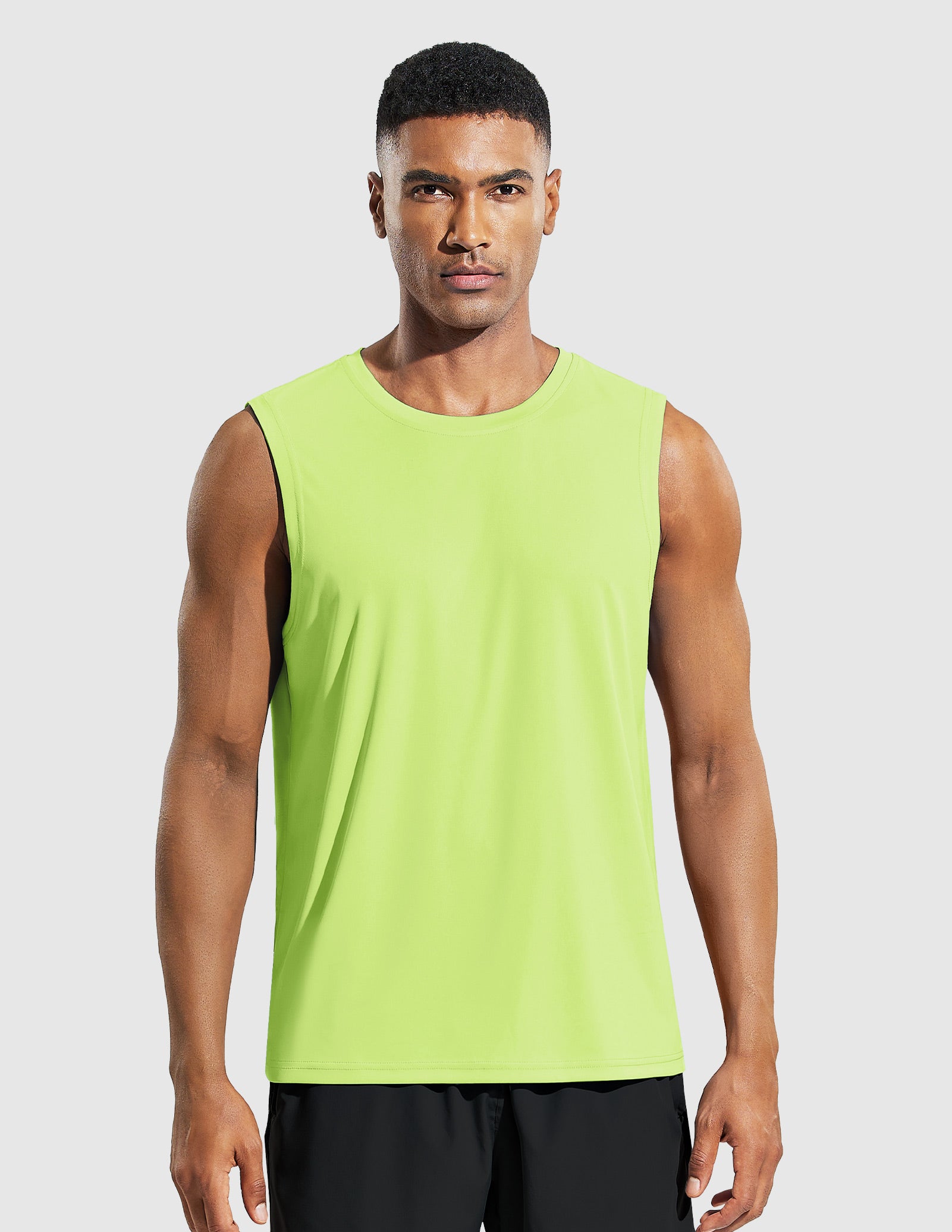 MIER Men’s Cool Running Tank Top Sleeveless Shirt Men's Tank Top Lemon Green / S